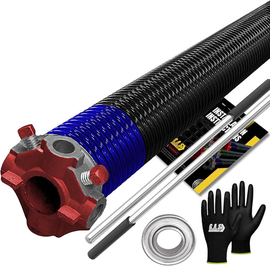 Garage Door Torsion Spring 262x2x33.5 Torsion Springs for Left Side of Garage Door with 1" Steel Bearing, Gloves, and Winding Bars Precision E-Coating 5-Year Warranty Minimum 30,000 Cycles (Red Cone)