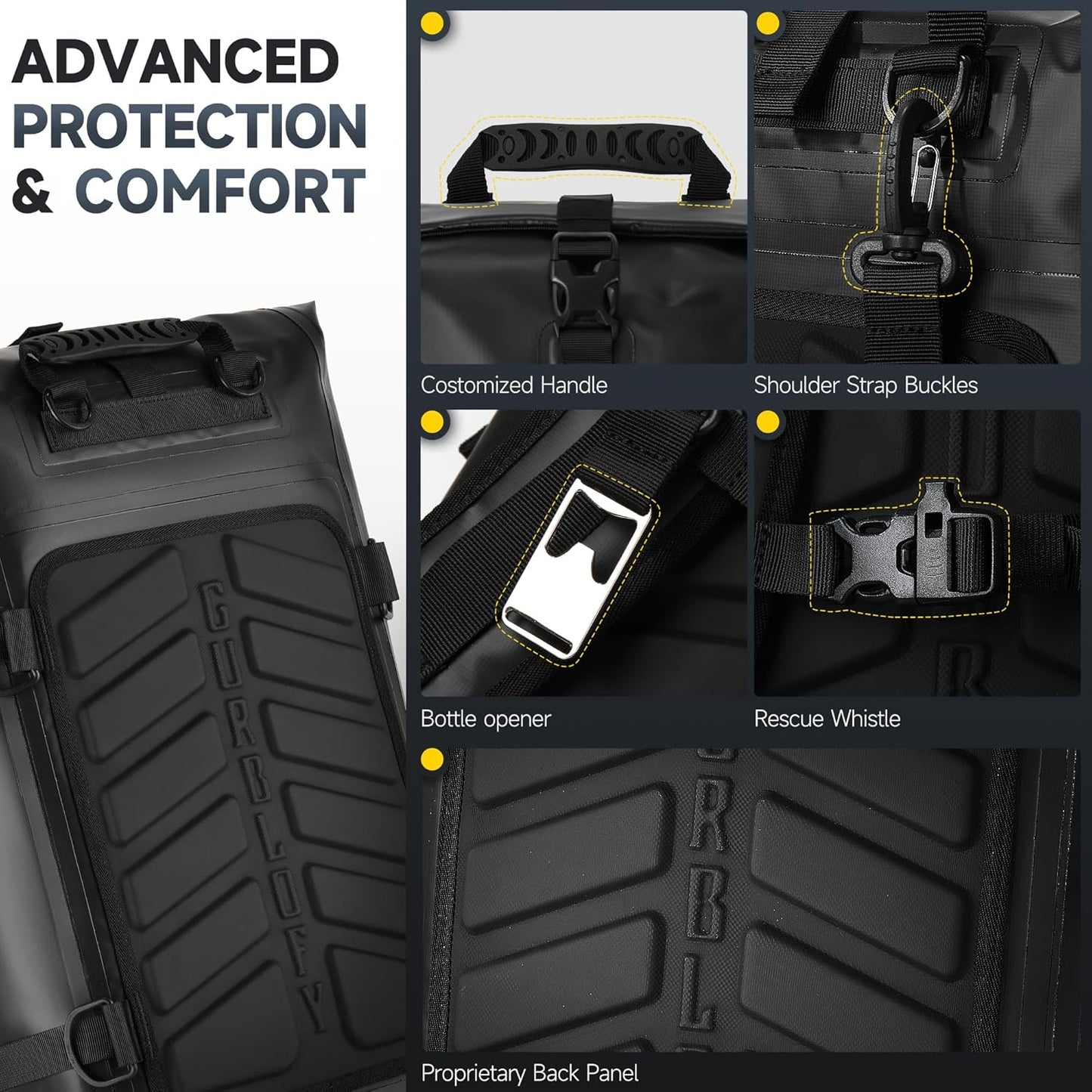 Motorcycle Tail Bag, 30L Waterproof Saddle Bag, 2 Size and 3 Color Options Motorcycle Travel Bag, PVC Luggage Bag, Rear Seat Bag, Classic Black GT-30BL