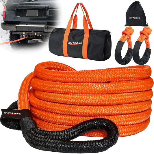 MITZONE Recovery Tow Strap,Heavy Duty Tow Strap Recovery Kit,Car Vehicle Heavy Duty Recovery Rope 30864 lbs for Diesel Trucks,SUV, ATV,Backhoe, Excavators,Ring Shackles,Storage Bag