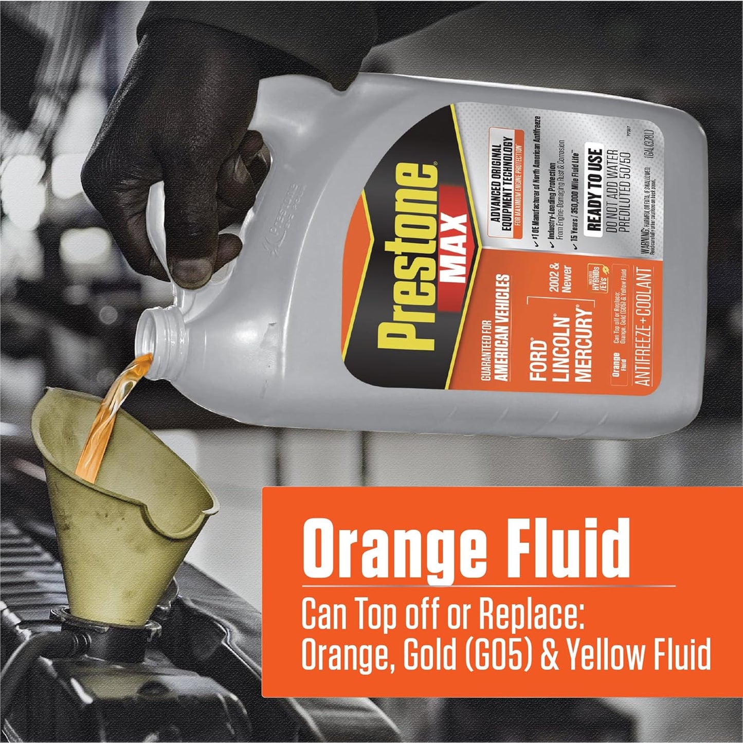 Prestone AF6800 MAX Original Equipment Antifreeze and Coolant: American Orange, 50/50 RTU, 1 Gallon, Pack of 6