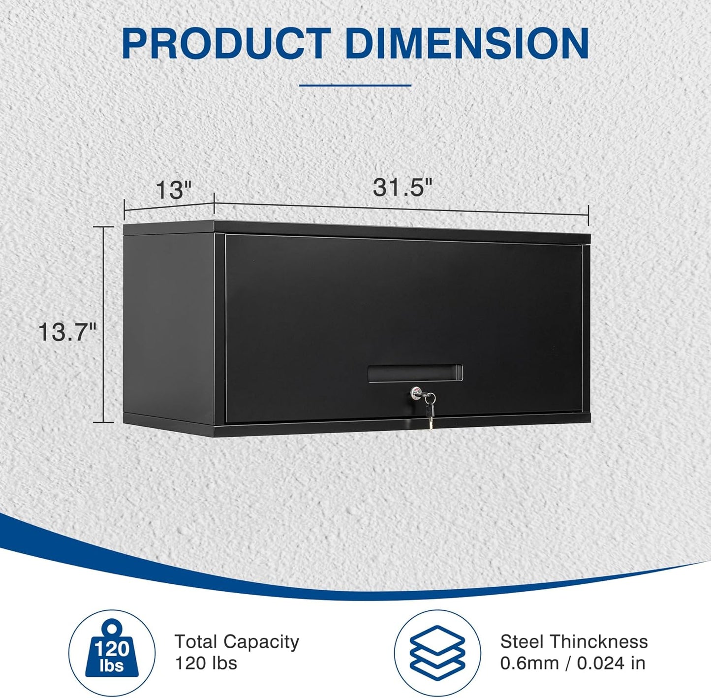 Metal Storage Cabinet Black Wall Cabinets with Locking Door - Wall Mounted Storage Cabinet for Garage Warehouse Home Office - Assembly Required