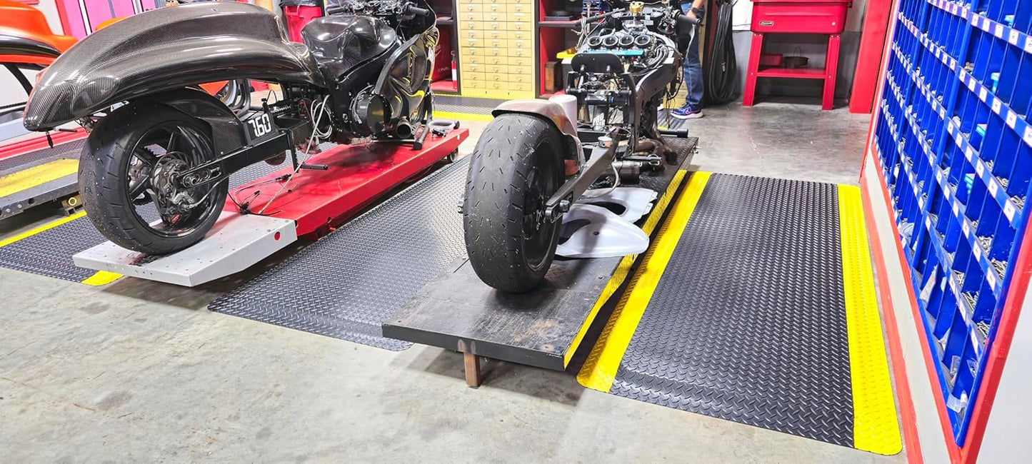 Rhino Mats, American Classic Diamond Anti-Fatigue Mats, Industrial Ergonomic Comfort Standing Mat for Work, Home, Garage, Office, Kitchen or Anywhere (Black/Yellow 9/16" Thick, 2 FT. x 21 FT.)