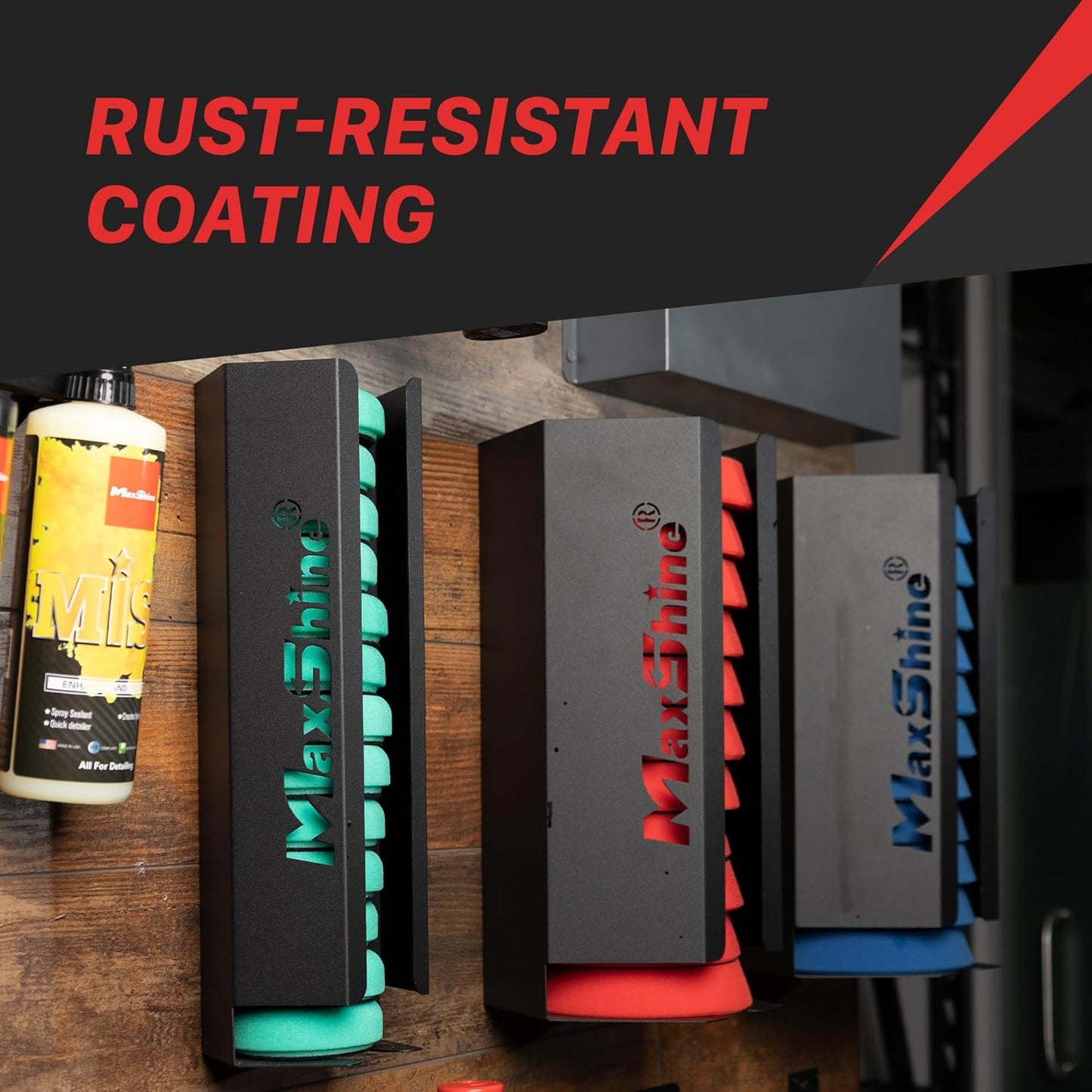 Maxshine Universal 3” Foam Pads Iron Holder - Wall-Mounted Organizer for 12+ Polish Foam Pads, Space-Saving, Durable & Anti-Corrosive, Ideal for Auto Detailing Accessories & Car Care Supplies