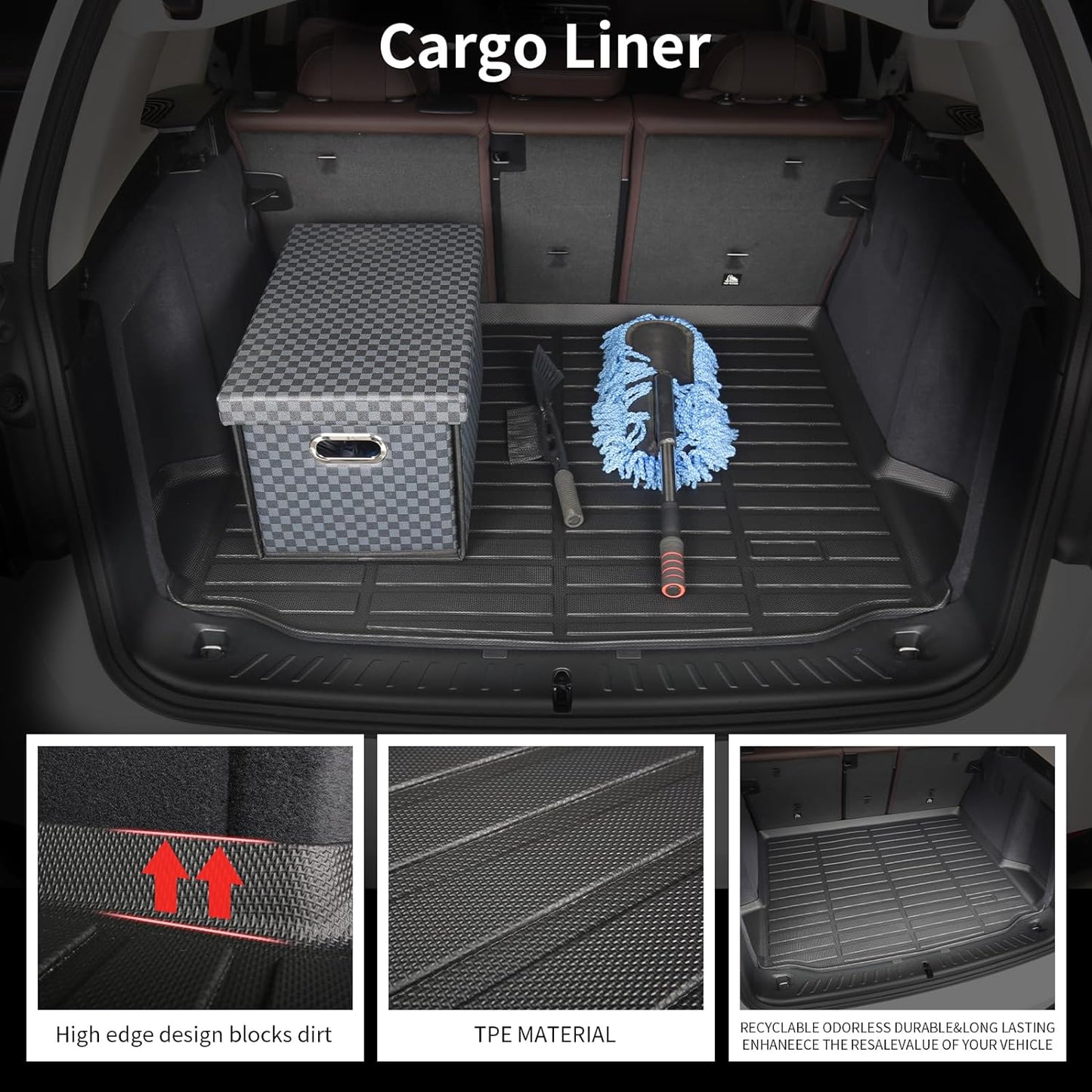 Wayhigh-Floor Mats & Cargo Liner Set for 2022 2023 2024 2025 Hyundai Tucson Hybrid All Weather TPE Car Mats Waterproof Heavy Duty Rubber Floor Liners for Tucson Hybrid Accessories- Black