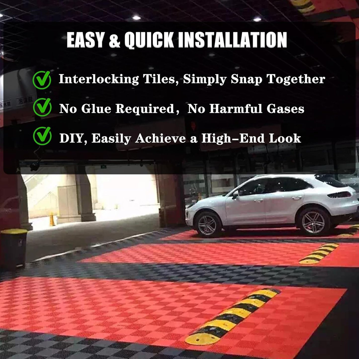 12 Pack 16"x16" Interlocking Garage Floor Tiles - Drainage Mats, Non-Slip, Heavy-Duty, Easy Install for Garage, Car Wash, Basement(Gray)
