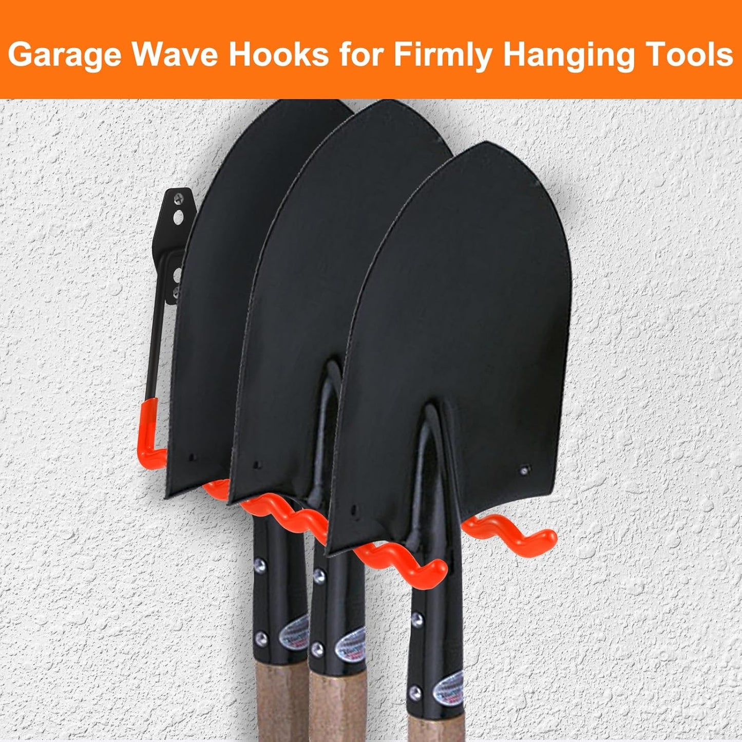 Wall Mounted Garage Hooks Tool Organizer, 10 Inch Garage Storage Hook Heavy Duty Utility Wall Hangers Orange for Ladders, Hose, Garden Tools, Set of 4