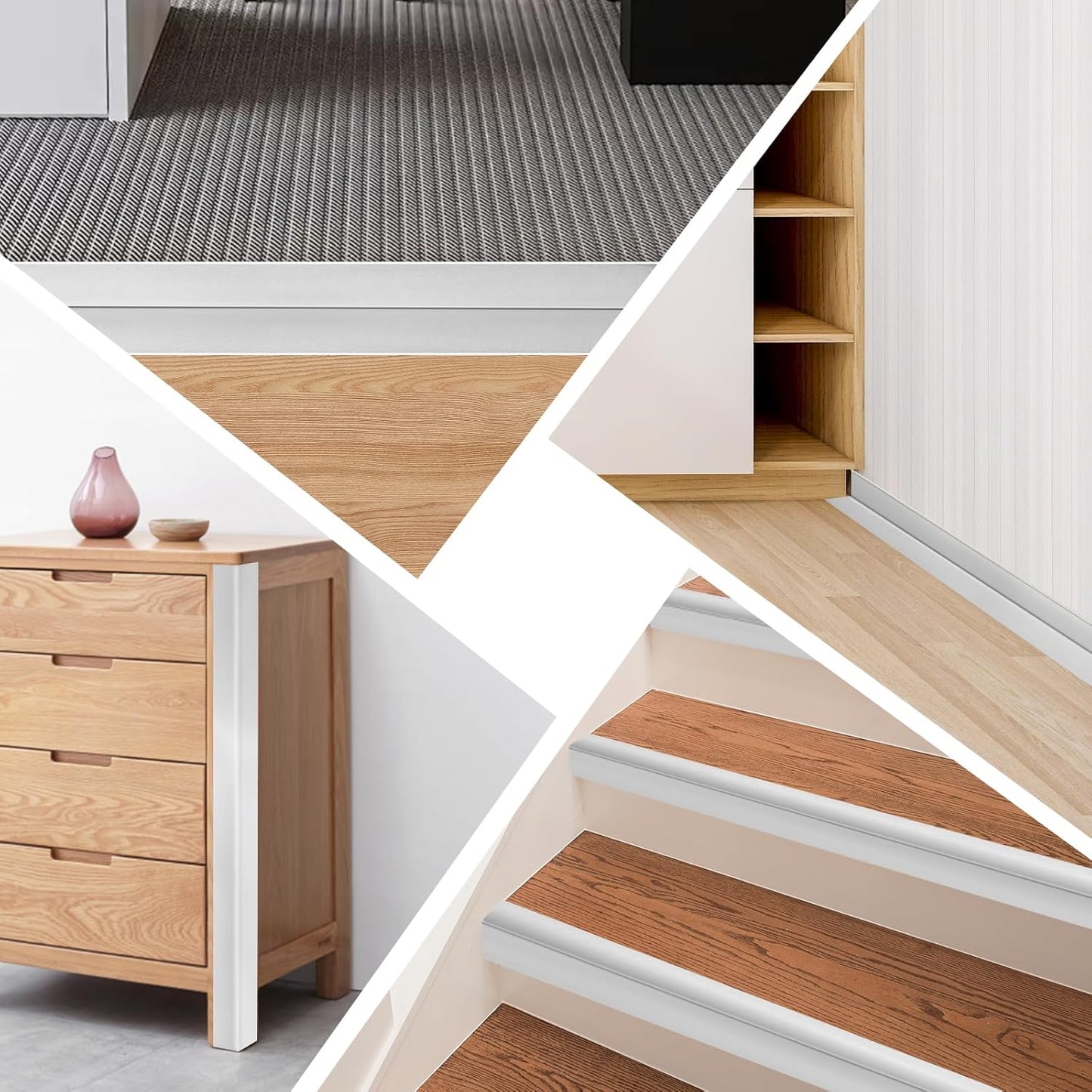 Wall Corner Protector Moulding Trim Peel and Stick Wall Corner Guards Trim Flexible Self Adhesive Edge Protector Moulding, 0.8 in x 40 Ft, Silver