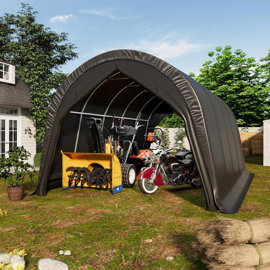 EROMMY Carport 13 x 20 FT Heavy Duty, Portable Garage with All-Steel Metal Frame and Round Style Roof, Anti-Snow Car Canopy Outdoor Storage Shelter for Car, Truck, Boat