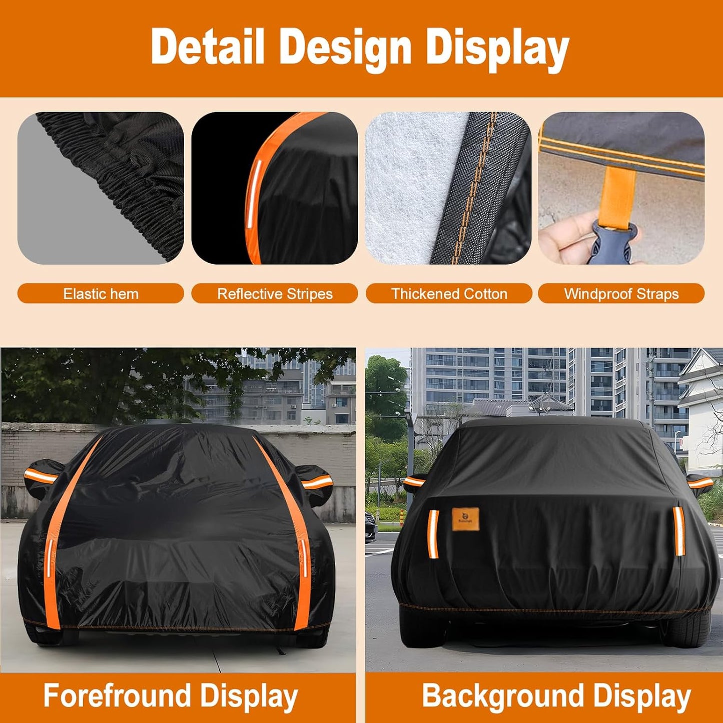 Car Cover Waterproof All Weather for Automobiles Winter Snowproof Rain UV Protection Heavy Duty Outdoor Sedan Car Cover & Car Snow Cover Universal Fit for Sedan Length Up to 212’’