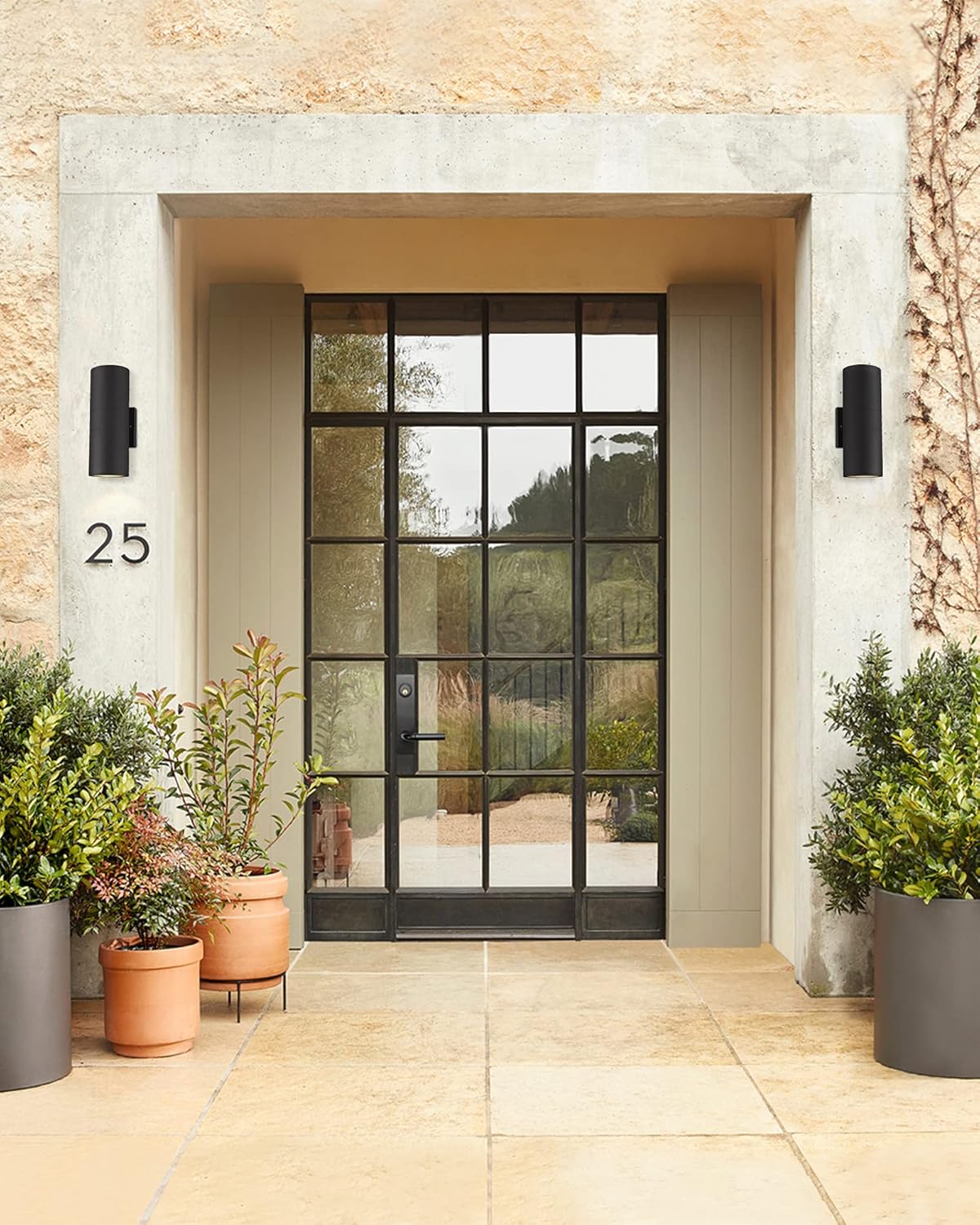 Ken & Ricky Outdoor Wall Sconce Lights, Black Exterior Lighting Fixtures,Cylinder Outdoor Light Fixtures for House Garage Front Door Patio Entryway 2 Pack