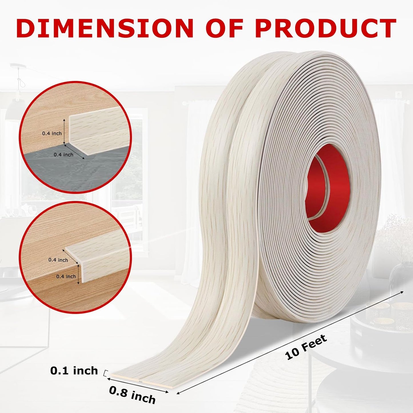 Flexible Wall Corner Protector Moulding Trim Peel and Stick Wall Corner Guards Edge Protector Self Adhesive Molding Trim Strip for Edge Ceiling (Beige Wood Grain, 0.8 in x 10 Ft)