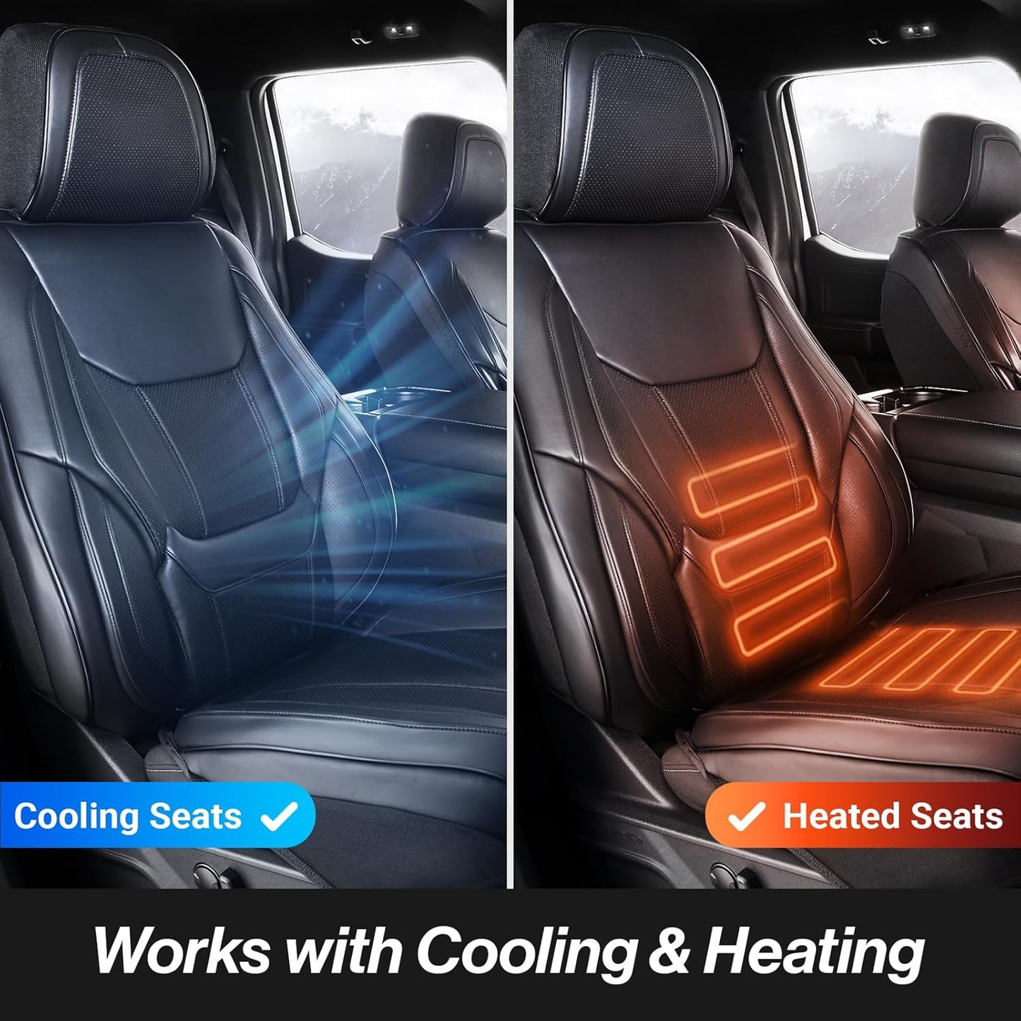 Coverland Custom Car Seat Covers Compatible with F150, Raptor, F250, F350 Super Duty - Premium Leather Non-Slip Memory Foam Waterproof Interior Protector Full Set-Black [See Size Chart-Size X110]