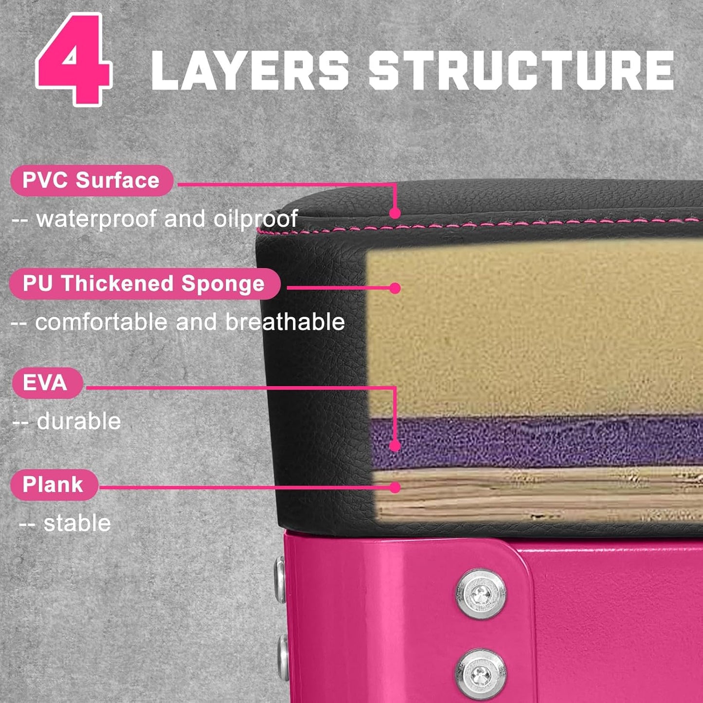 Rolling Mechanic Shop Stool with Wheels, Garage Mechanics Stool with 2 Layer Repair Tools Tray, Padded 360° Swivel Automotive Roller Creeper Seat Shop Chair, Heavy Duty, 330 LBS Capacity, Pink