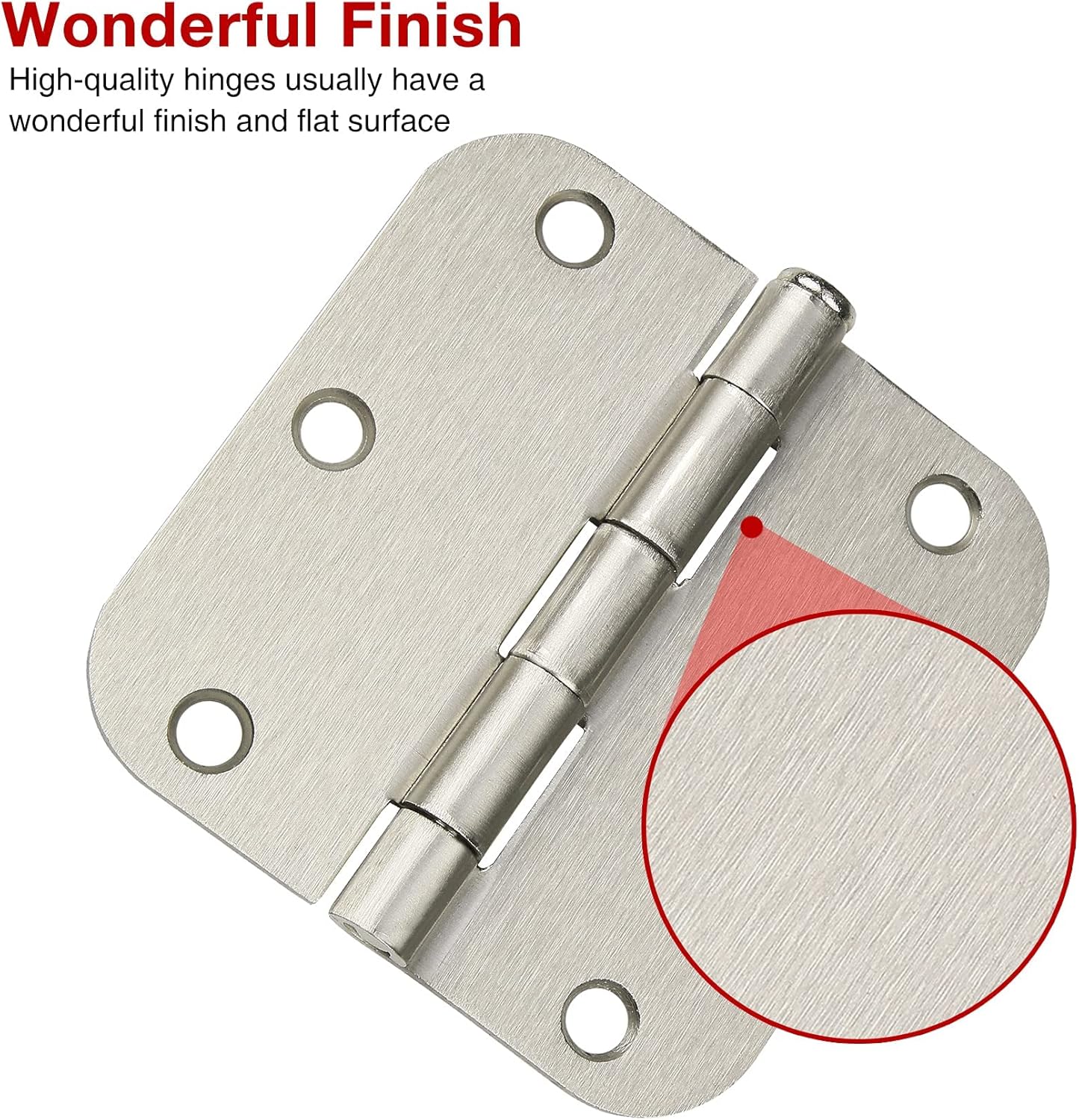 48 Pack Interior Door Hinges Brushed Nickel 3.5 Inch x 3 1/2" Rounded 5/8" Radius 3 ½"Satin Iron Bifold Residential Hinge for French Style Slab Single/Double Doors Hardware Kit Living/Bed Room