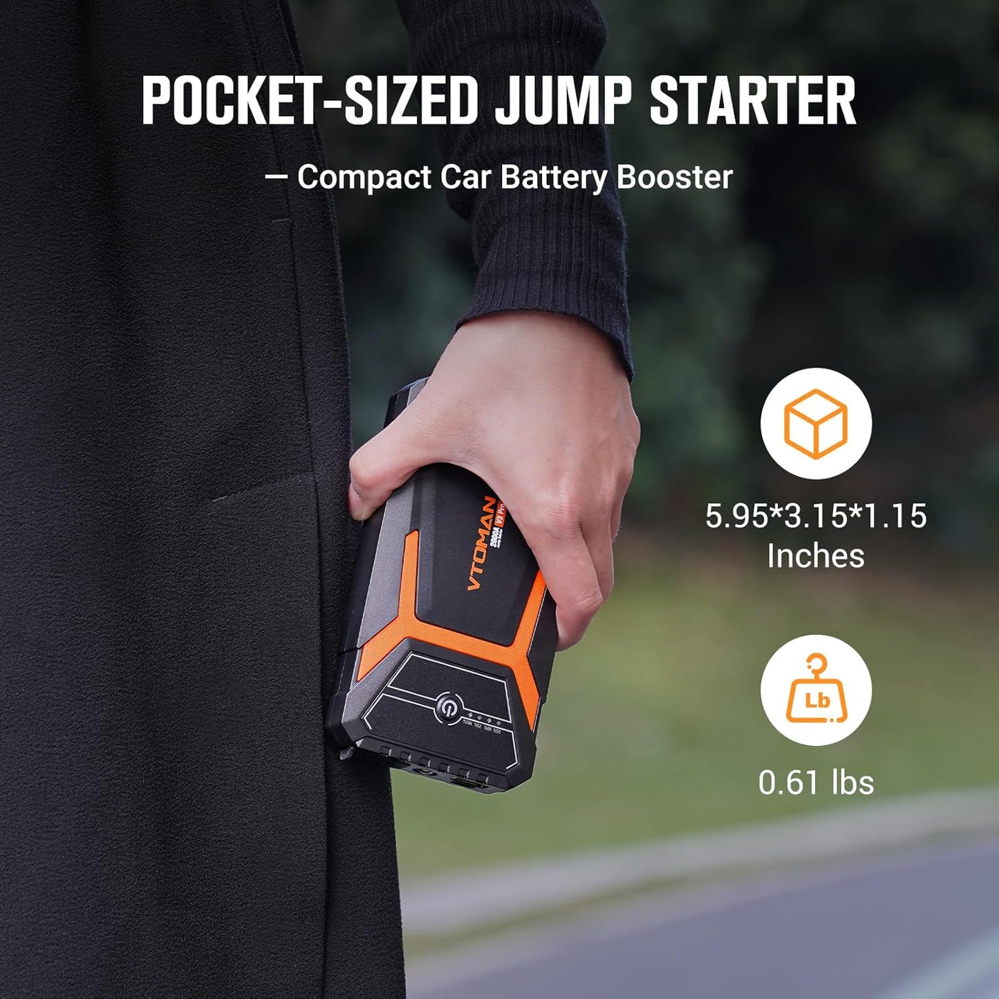 VTOMAN V3 Pro 2000A Jump Starter, Car Battery Jumper Starter Portable for 6L Gas/4L Diesel Engines, Lithium Jump Box, 12V Auto Car Battery Charger Jump Starter Boost Pack and Jumper Cables, LED Lights