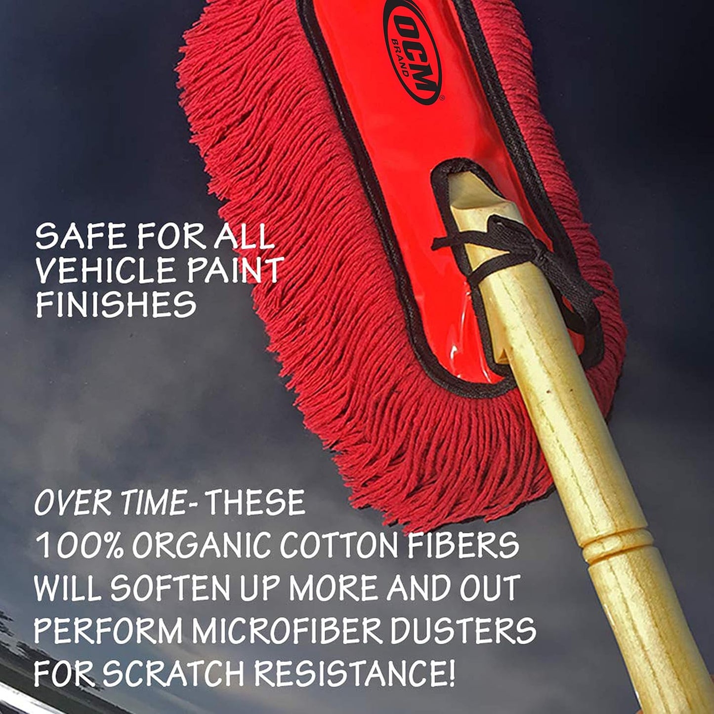 Premium Extra Large Car Duster with Durable Solid Wood Handle Includes Storage Cover - Professional Detailers Top Choice