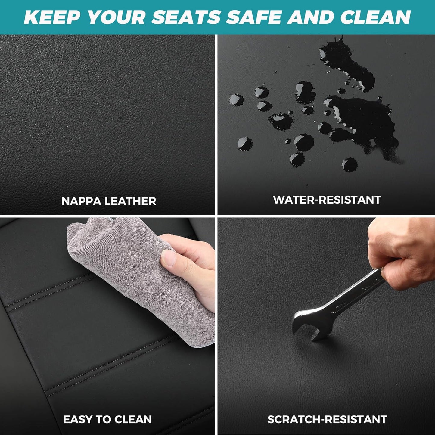 Seat Covers for Toyota 4Runner 2011-2024, Faux Leather Car Seat Cover Full Set, 3-Row-Only for 7 Seats Version-BlackRed