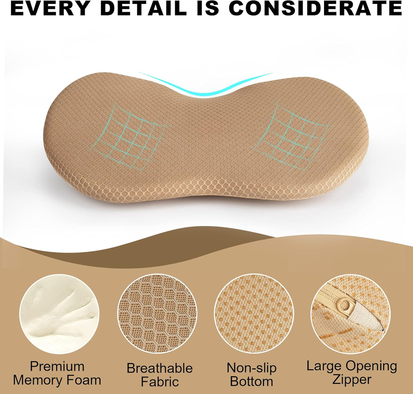 Car Seat Cushion - Memory Foam Car Seat Pad - Sciatica & Lower Back Pain Relief - Car Seat Cushions for Driving - Road Trip Essentials for Drivers(Beige)