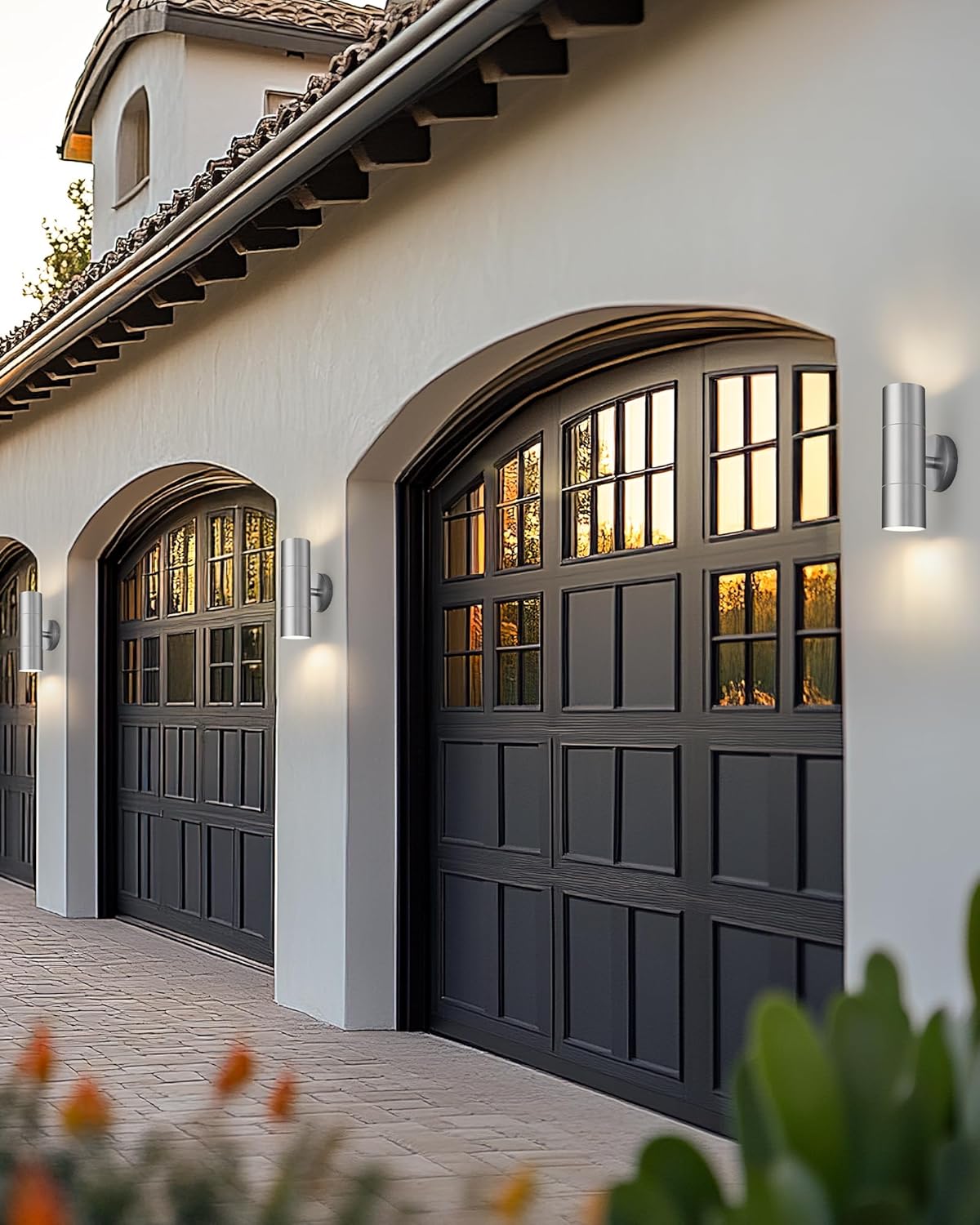 Ken & Ricky Stainless Steel Outdoor Wall Lights, Up Down Exterior Lighting Fixtures, Cylinder Outdoor Sconce Lights, Brushed Nickel Porch Lights for House, KR3305-SS-1PK