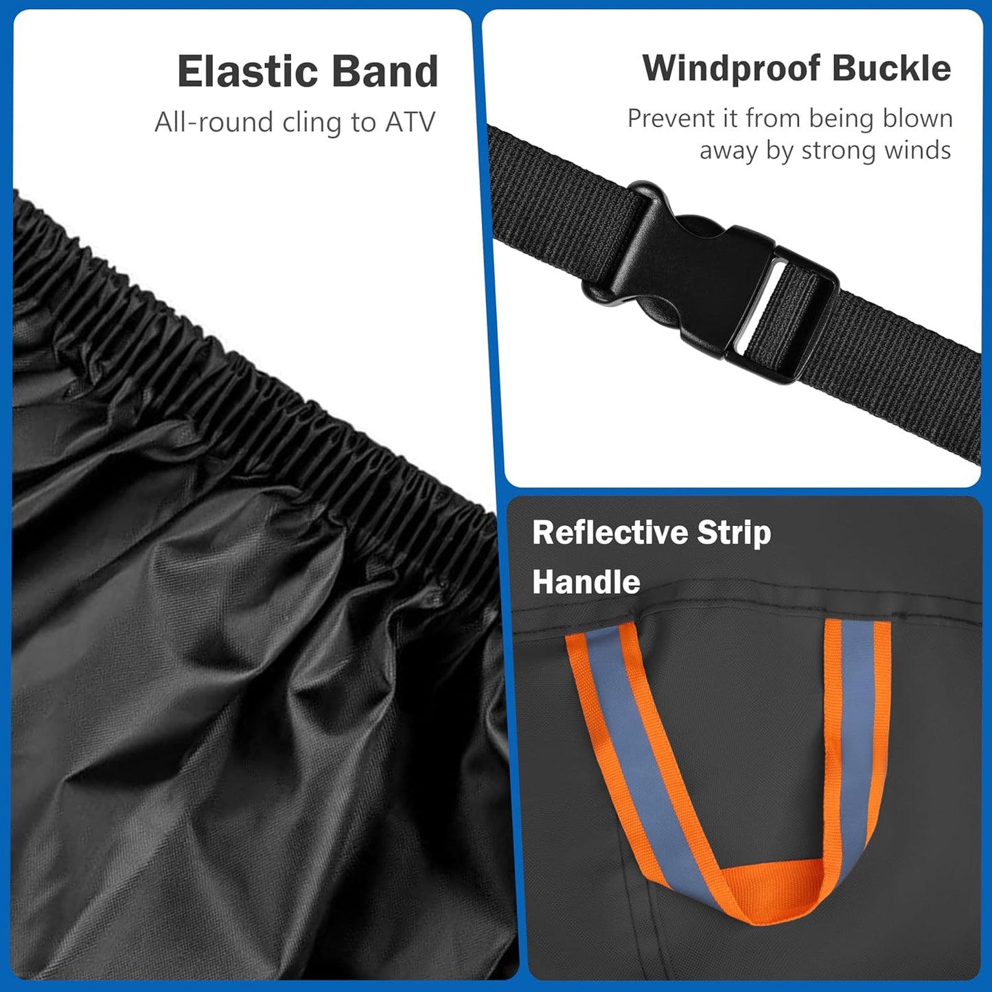 MORNYRAY ATV Cover Waterproof Heavy Duty Universal Quad Cover Outdoor Storage Cover 4 Wheeler UV Protection for Polaris Yamaha Honda Suzuki Kawasaki (Black, A3-86.6''L x 38.6''W x 41.7''H)