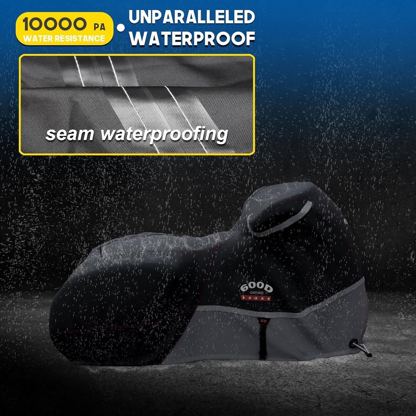 Rosefray Motorcycle Cover 600D Heavy Duty All Season Universal Weather Waterproof Sun Outdoor Protection Durable Night Reflective& 96" XXL Vehicle Cover/Black