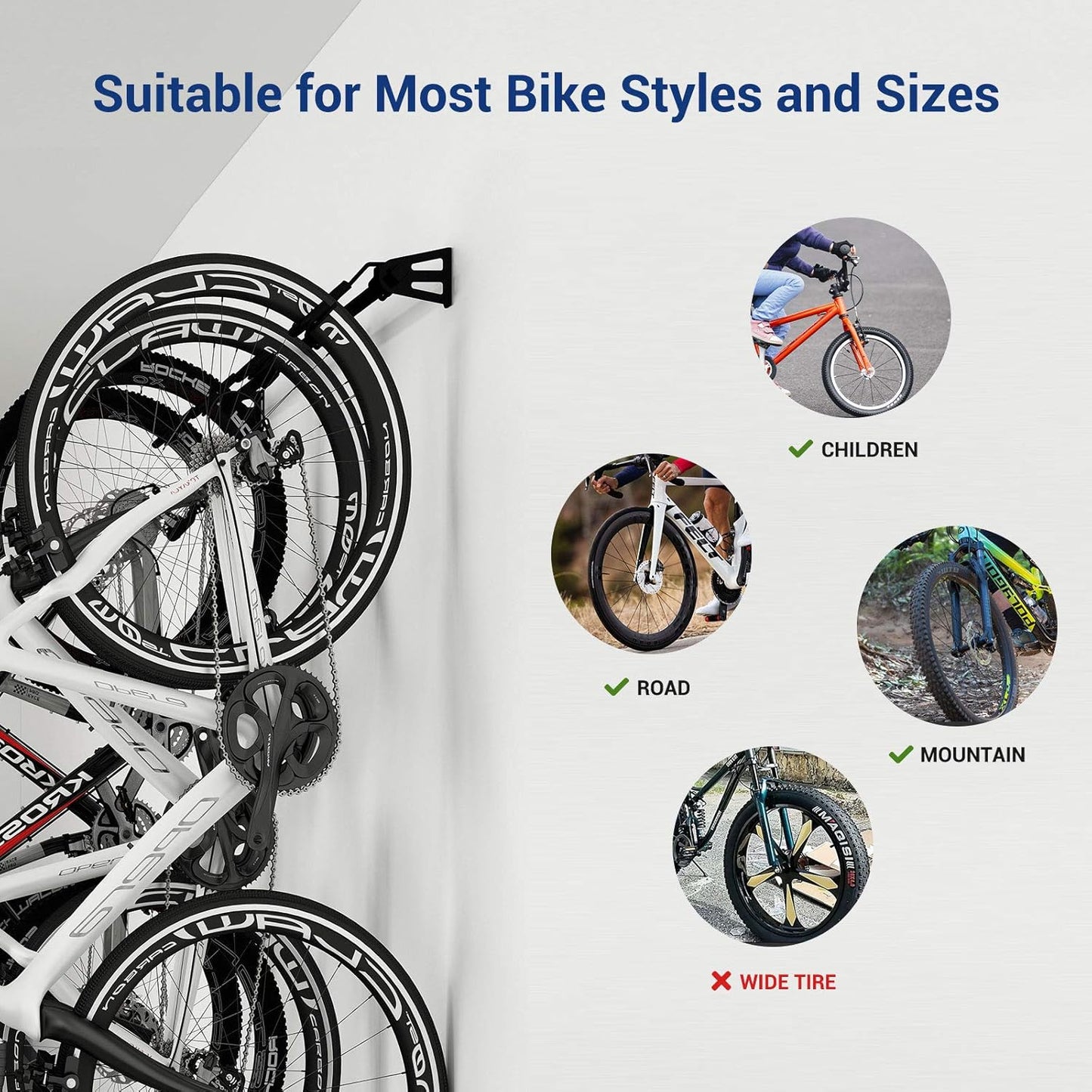 FLEXIMOUNTS 4 Bike Storage Rack, Heavy Duty Wall Mount Hanger for Home & Garage, Holds Up to 200lbs