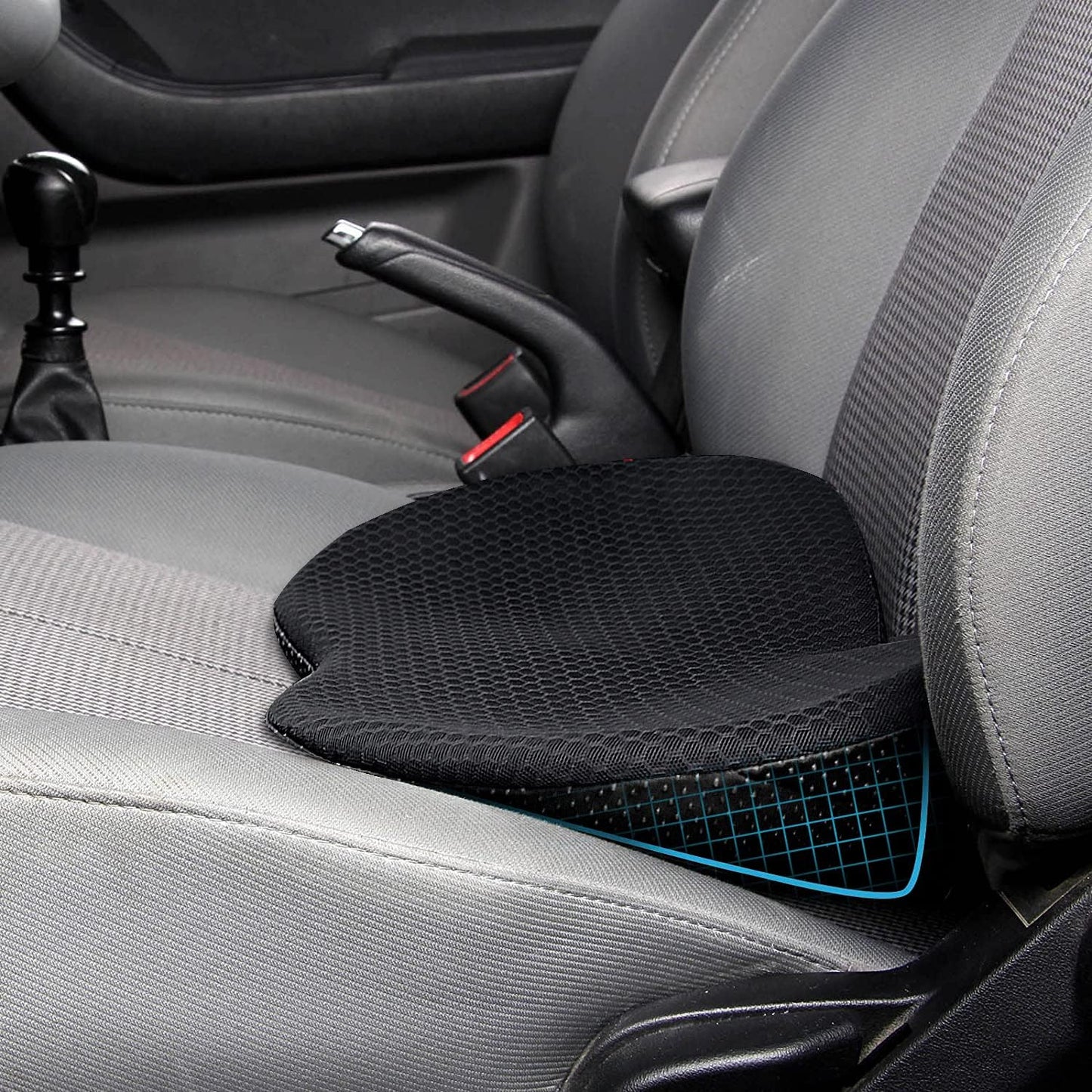 Car Seat Cushion - Memory Foam Car Seat Pad - Sciatica & Lower Back Pain Relief - Car Seat Cushions for Driving - Road Trip Essentials for Drivers(Black)