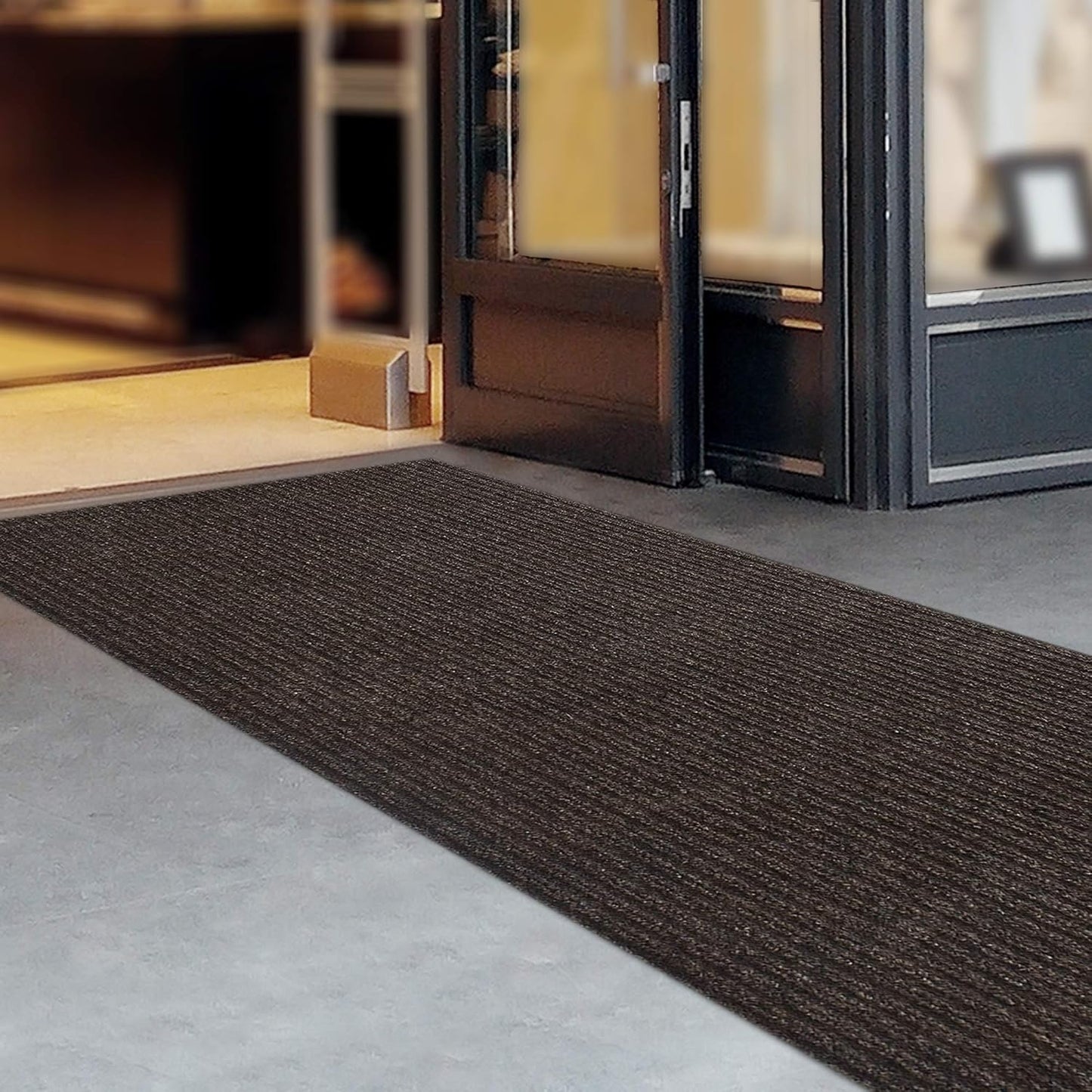 iCustomRug Spartan Weather Warrior Indoor/Outdoor Utility Ribbed Carpet Runner with Non-Slip Thermoplastic Rubber Backing, 3ft X 50ft in Brown