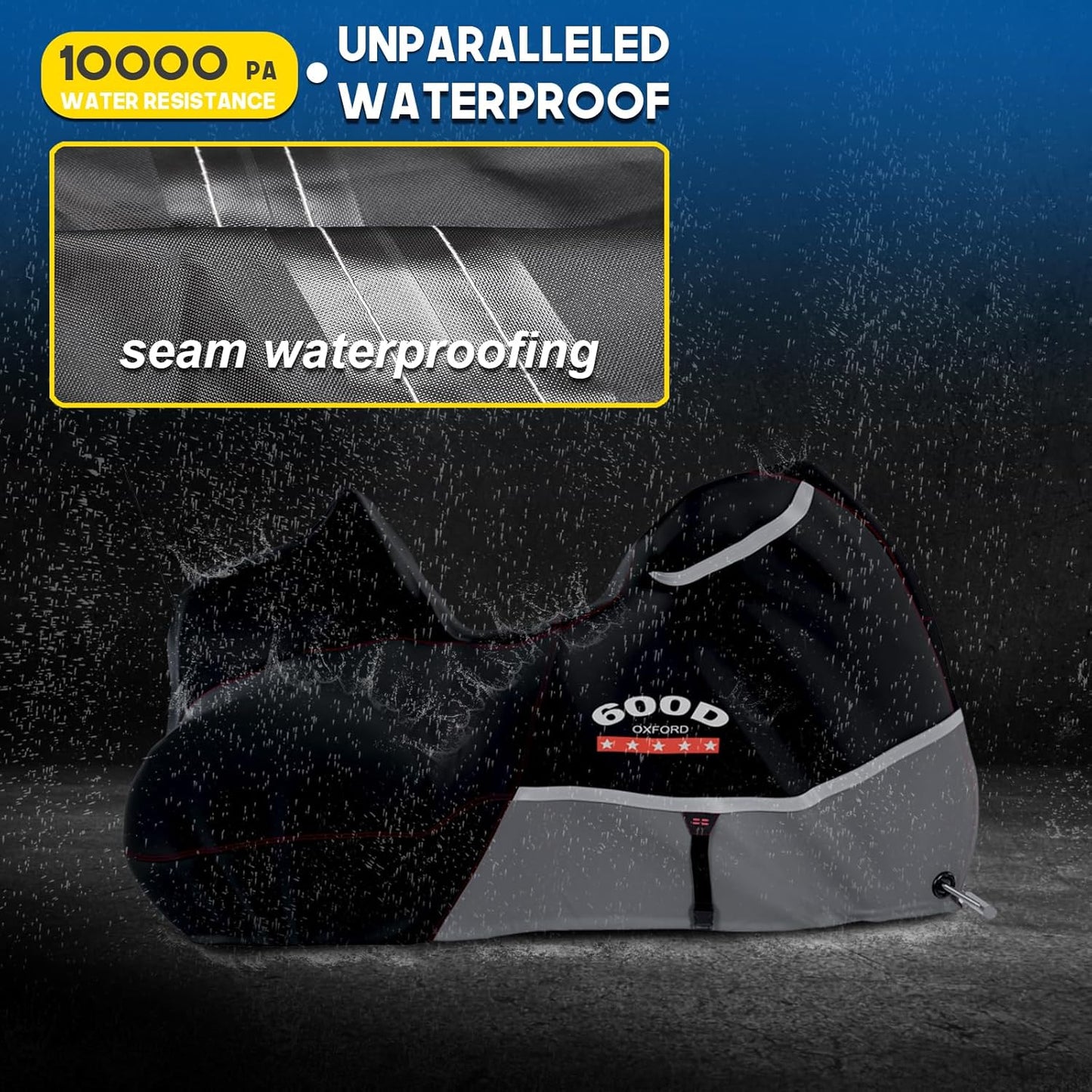 Rosefray Trike Cover,Motorcycle Cover Heavy Duty 600D Waterproof forTrike Models Harley Davidson freewheeler, Tri Glide, and CVO Version, Trike Goldwing, Chidftain, Challenger, Elite Storage, Gray