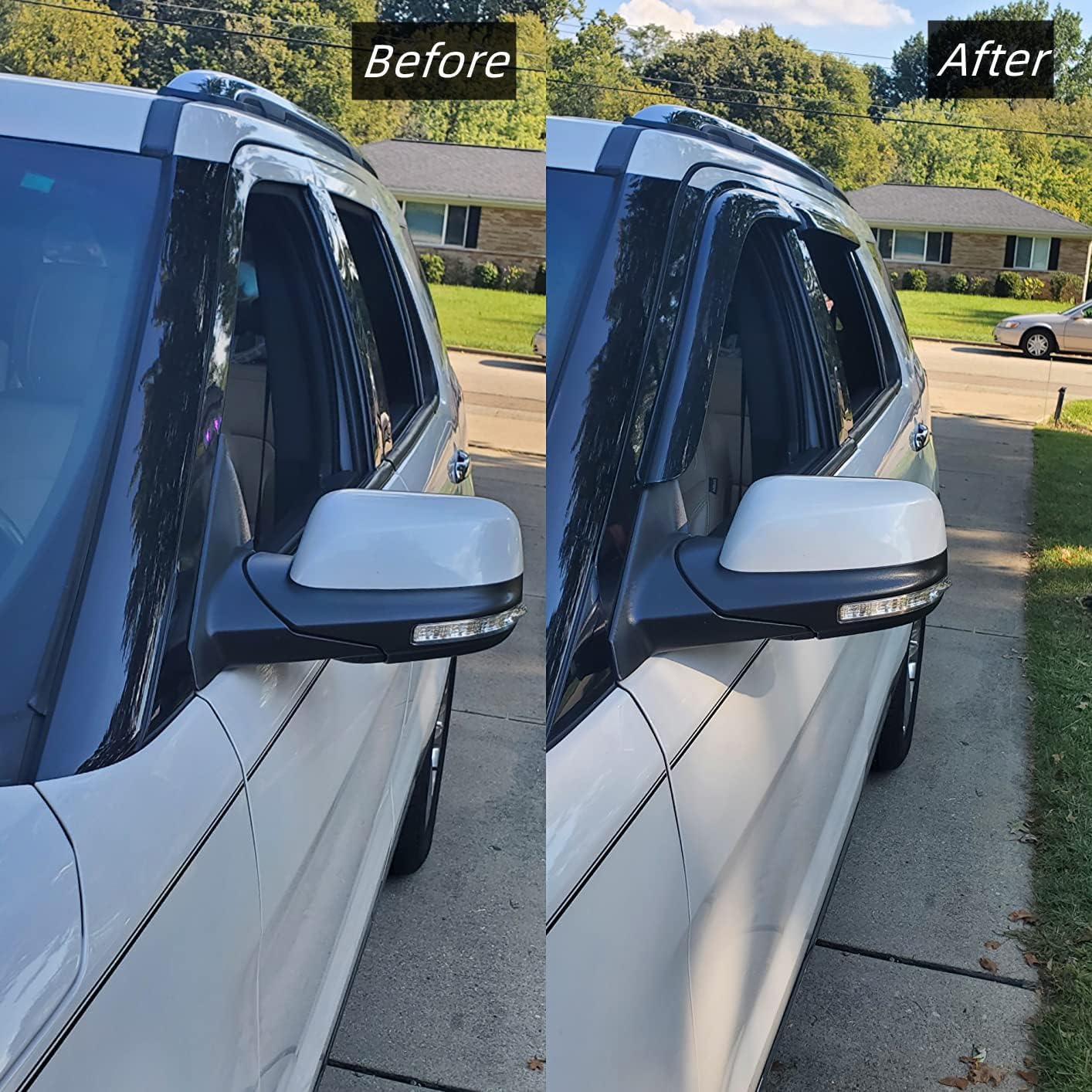 Side Window Deflector Visor Rain Guard,4pcs Outside Mount Tape-on Shatterproof Dark Smoke Window Shades fit for 2009-2017 Chevrolet Traverse 94161