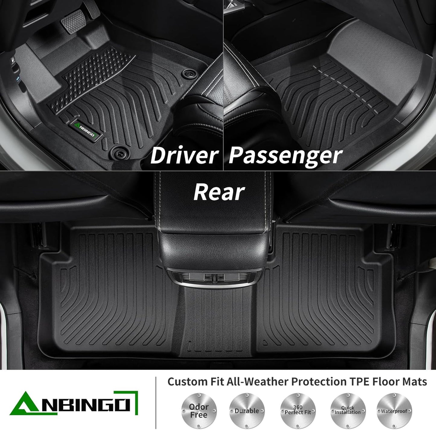 ANBINGO®-Floor Mats & Cargo Liner for Buick Envision with Backrest Mats 2021-2025 2026 All Weather TPE Protection Floor Liners Full Set with Trunk Mat for Buick Envision Accessories