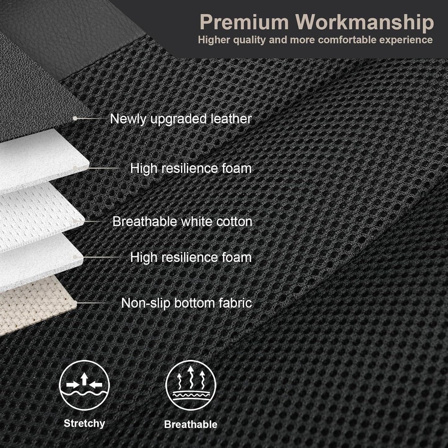 GIANT PANDA Fit Subaru Outback Forester Crosstrek Legacy Impreza Front Car Seat Cover, 3D Air Mesh Breathable Seat Protector, Black（2-Pack