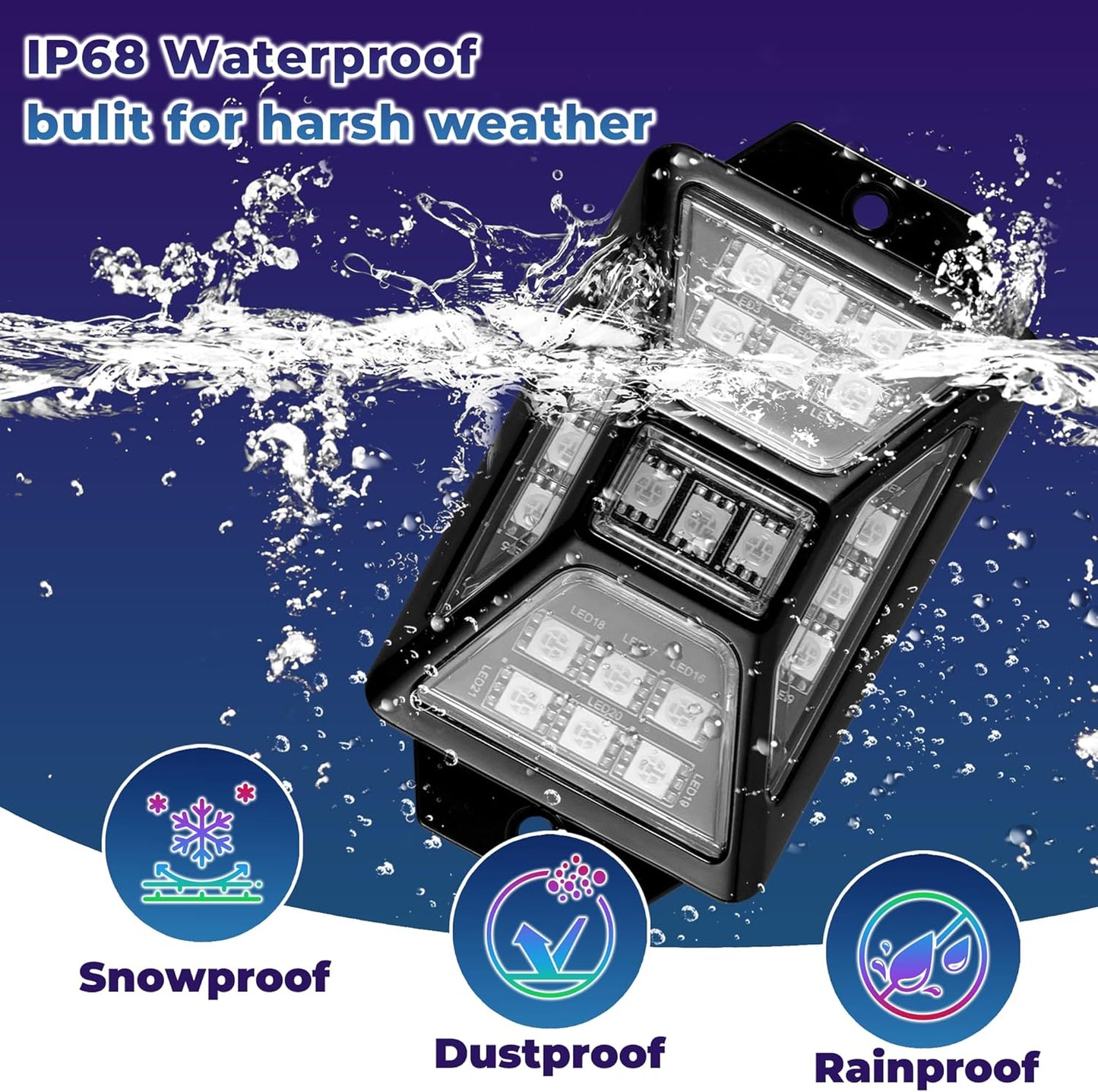 16 Pods 336 LEDs 5 Sides RGB Rock Lights, App/Remote Control Rock Lights for Trucks, Waterproof Multi-Color Bright Underglow Kits with Music Mode, Compatible with 12V Jeep UTV SUV ATV Golf RZR