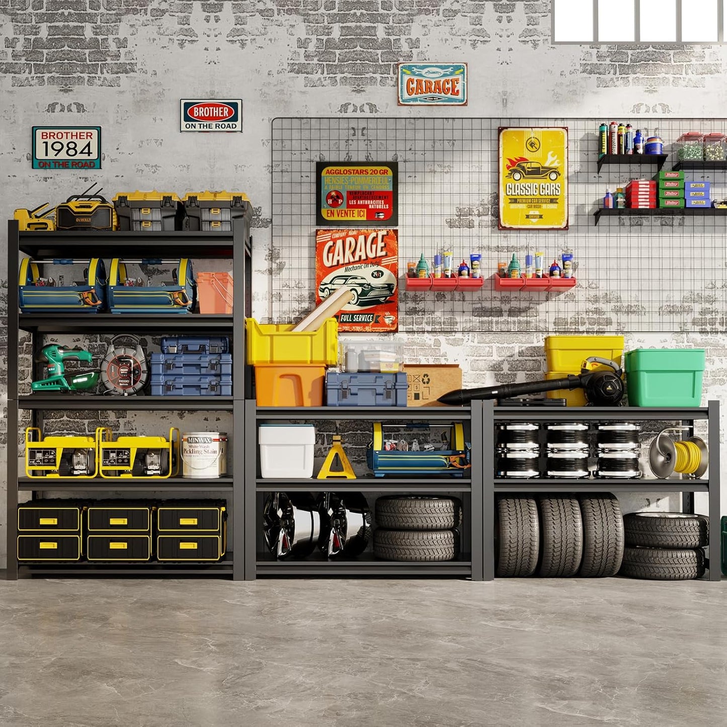 72''H Garage Shelving Heavy Duty, 3000LBS Storage Shelves, 5-Tier Adjustable Metal Shelve Storage Shelf Rack, Industrial Shelving Unit for Garage, Warehouse, Basement (47" W x 23.6" D x 72" H)