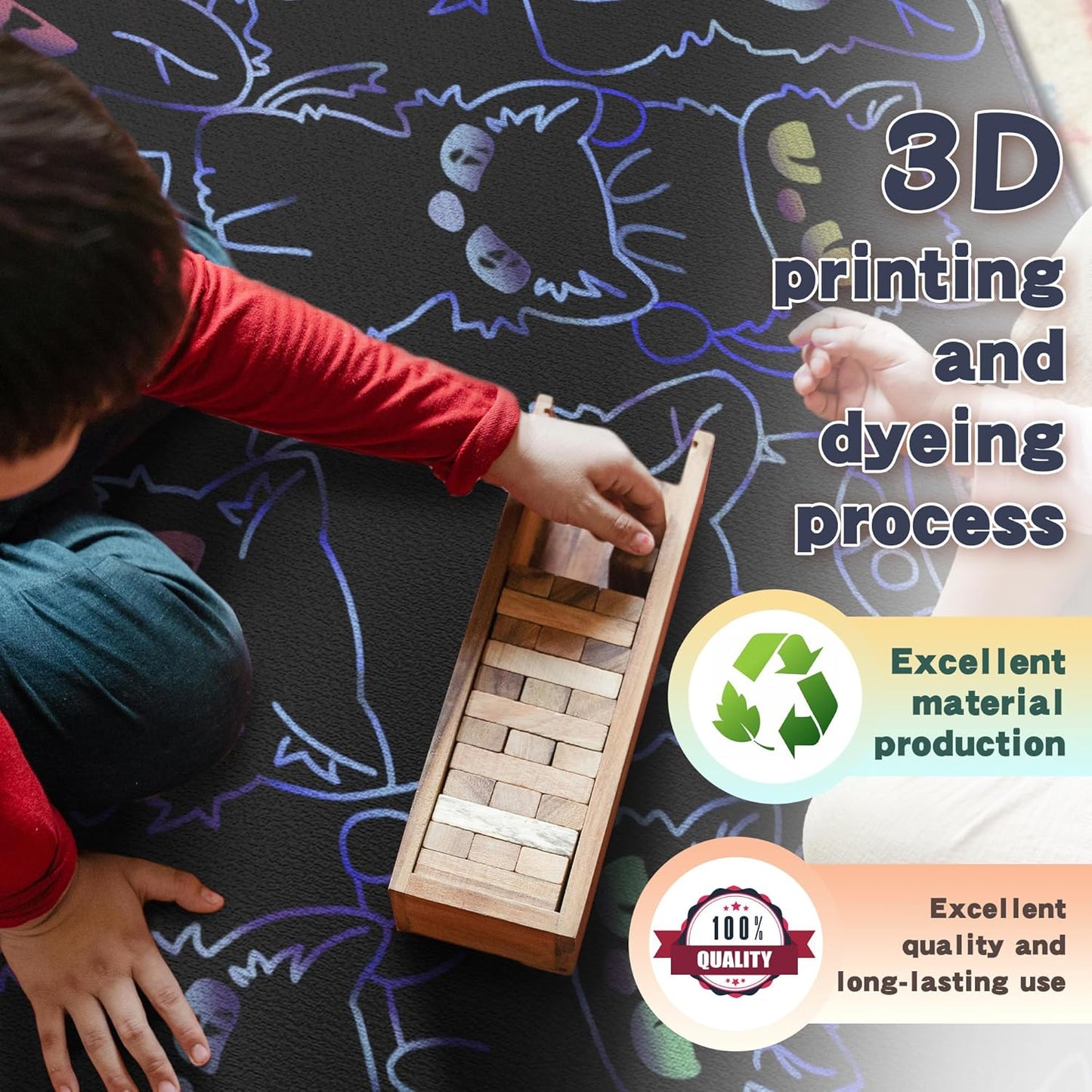 Black Play Cat Rug for Playroom for Boys Girls 2x3 Funny Cute Cat Cartoon Decor for Bedroom Living Room Non-Slip Comfy Floor Casual Mat Carpet Washable