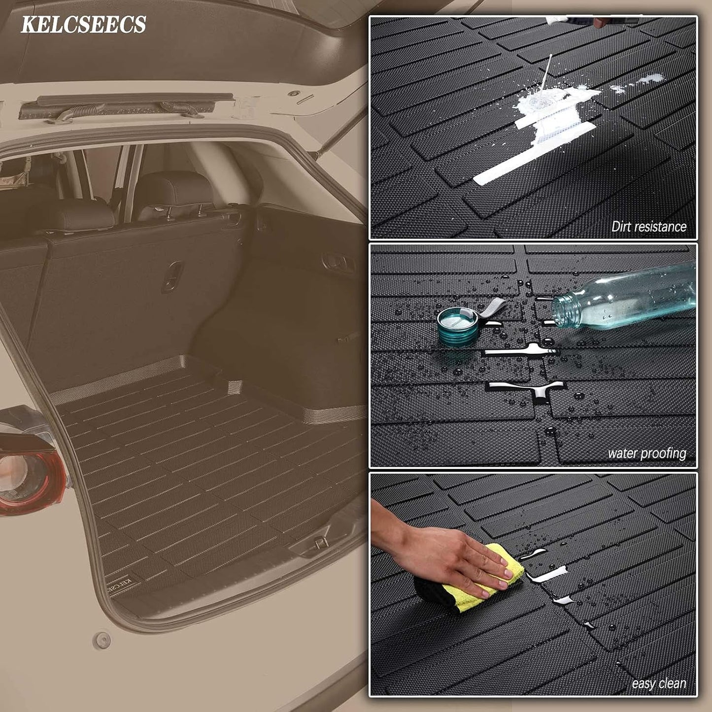 KELCSEECS Cargo Liner for Ford Escape 2013 2014 2015 2016 2017 2018 2019 All Weather Trunk Liner Cargo Mat (Trunk Mat)-Black Accessories