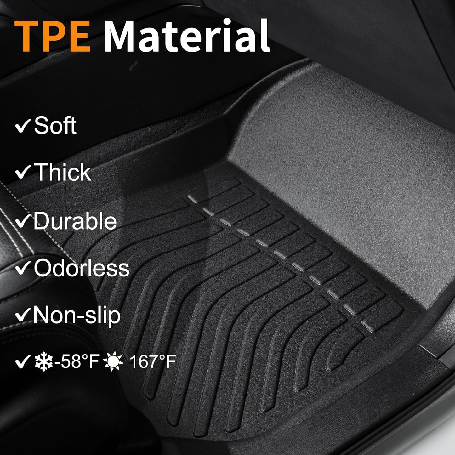 Binmotor-All Weather Custom Floor Mats for Volkswagen Atlas(6 Passenger Bucket Seating) 2018-2025, 3 Rows Full Set Car Mats TPE Material, Heavy Duty Car Floor Liners Automotive for Atlas Accessories