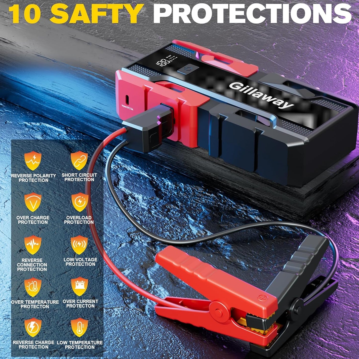 001B 3500A Car Jump Starter Battery Pack (Up to 9.0L Gas and 7.0L Diesel Engine), 12V Car Charger Jump Starter Portable Battery Jump Starter with Power Bank