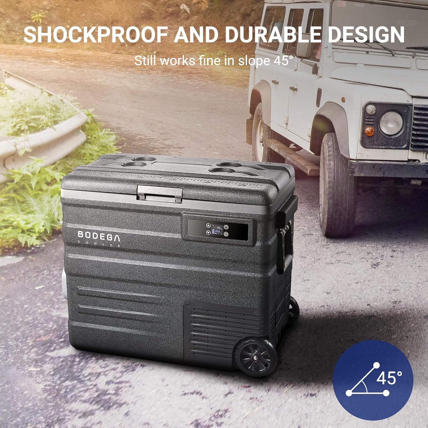 BODEGACOOLER 12 Volt Car Refrigerator,68Quart(65L) Camping Fridge,RV Portable Freezer Single Zone,with APP Control,-4℉-68℉ Car Cooler,12/24V DC and 100-240V AC,for Travel,Truck,Outdoor,Vehicles