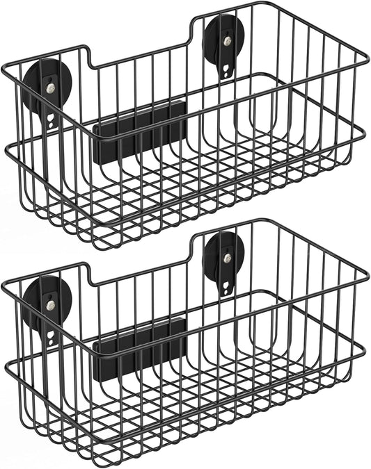 ULIBERMAGNET Magnetic Baskets, Large Capacity Metal Wire Mesh Basket Holder Organizer for Sundry Tool Storage, Magnetic Shelf for Garage, Laundry, Kitchen, Workshop, Cabinet(2 Pack)