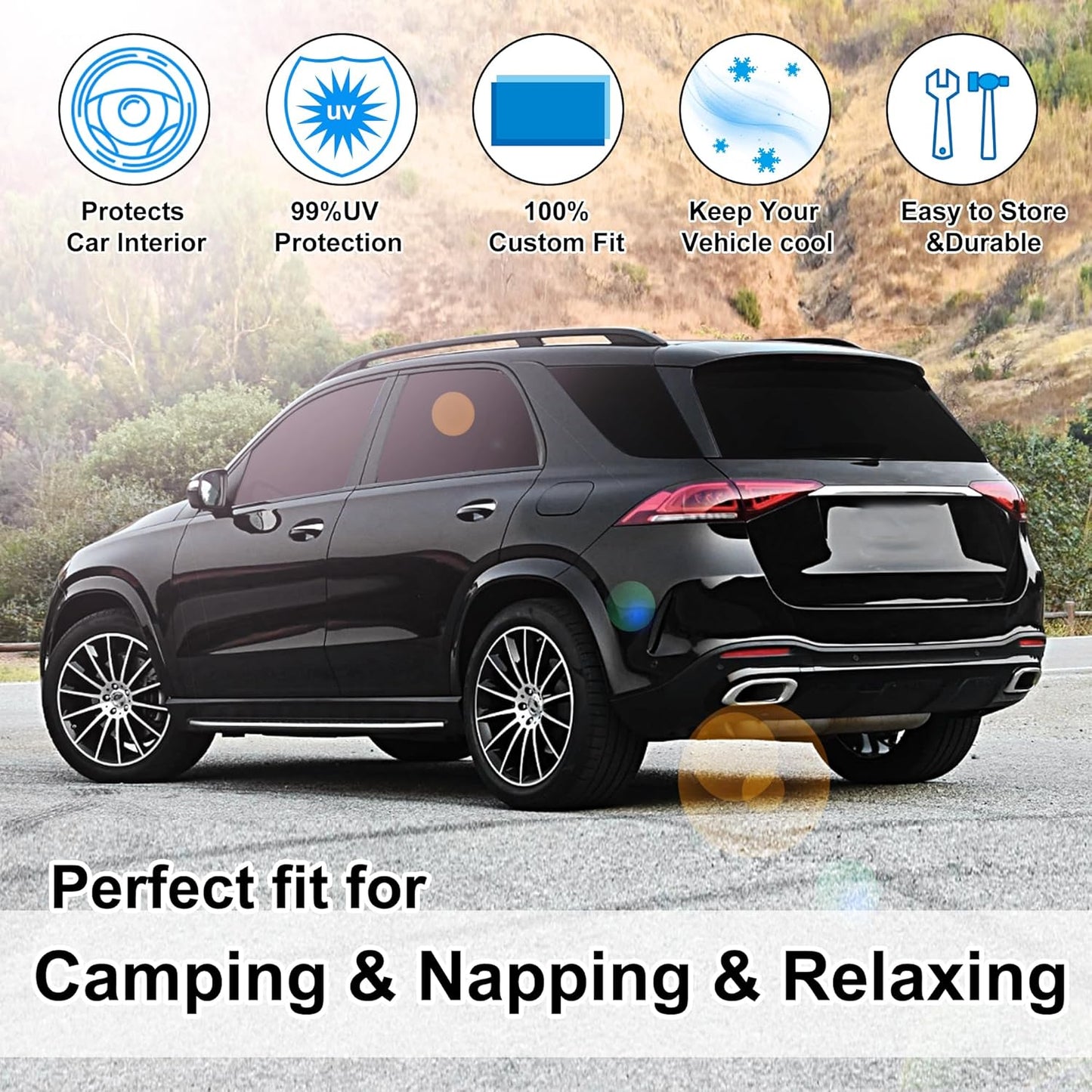 TINGLU Window Shades for Mercedes Benz GLE 350 450 2020-2024 Accessories Car Side Full Windows Rear Triangular Windshield Sun Shade Sun UV Rays & Privacy Protection for Camping Napping Relaxing 10PCS