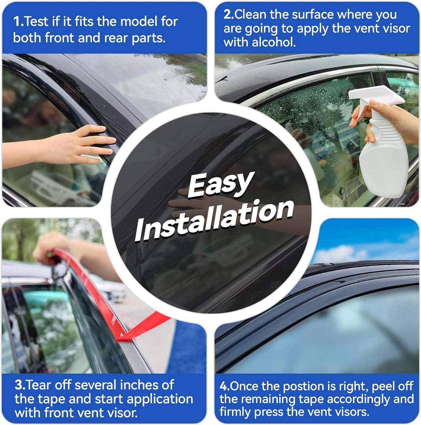 Window Visors Rain Guards for 2014-2018 Chevy Silverado/GMC Sierra 1500 Full-Size Cab, Out-Channel Window Vent Wind Deflectors Visors Shades for 2015-2019 Silverado/Sierra 2500HD 3500HD Crew Cab