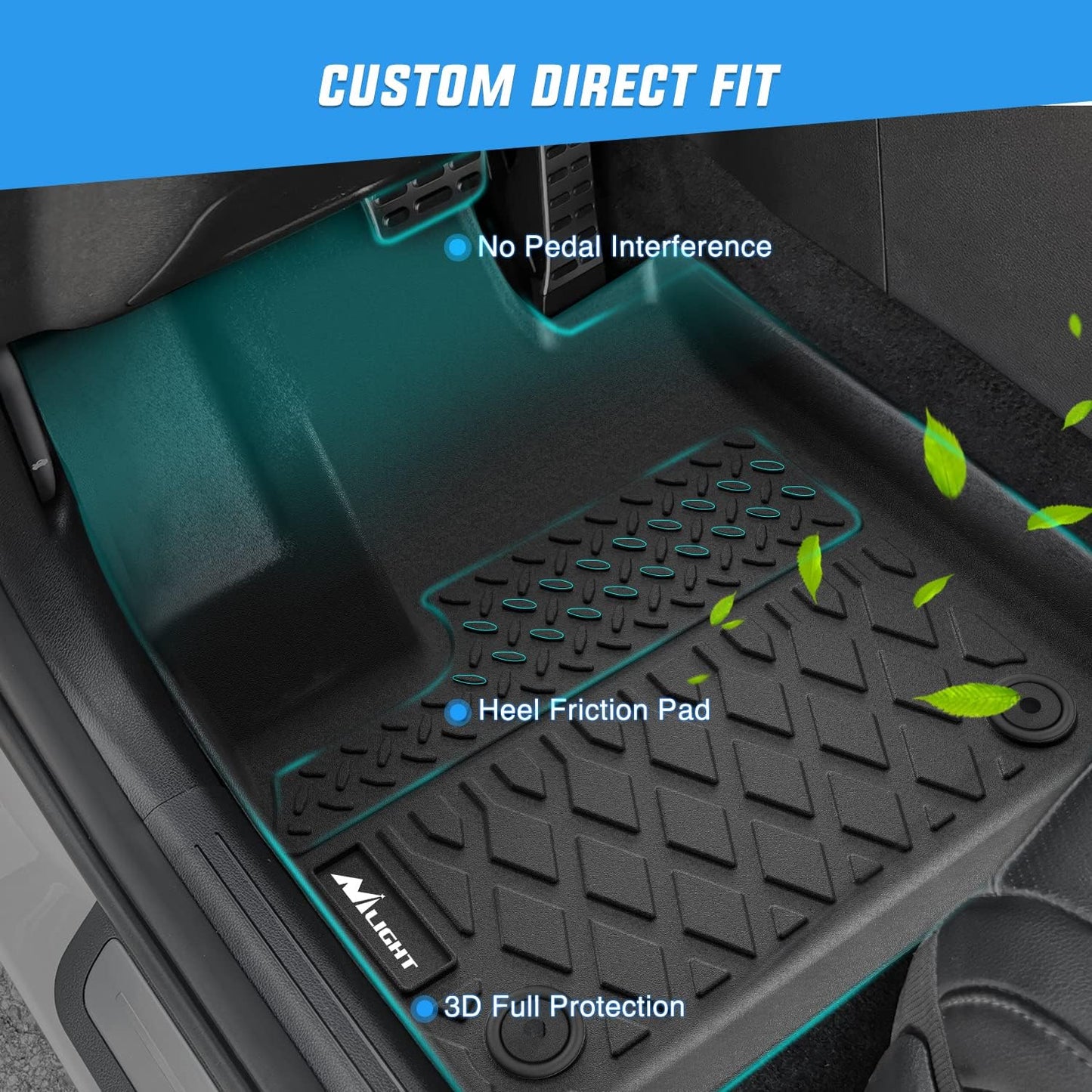 Nilight Floor Mats for Hyundai Santa Cruz 2022 2023 2024 2025 All Weather Custom Fit Heavy Duty Floor Liners