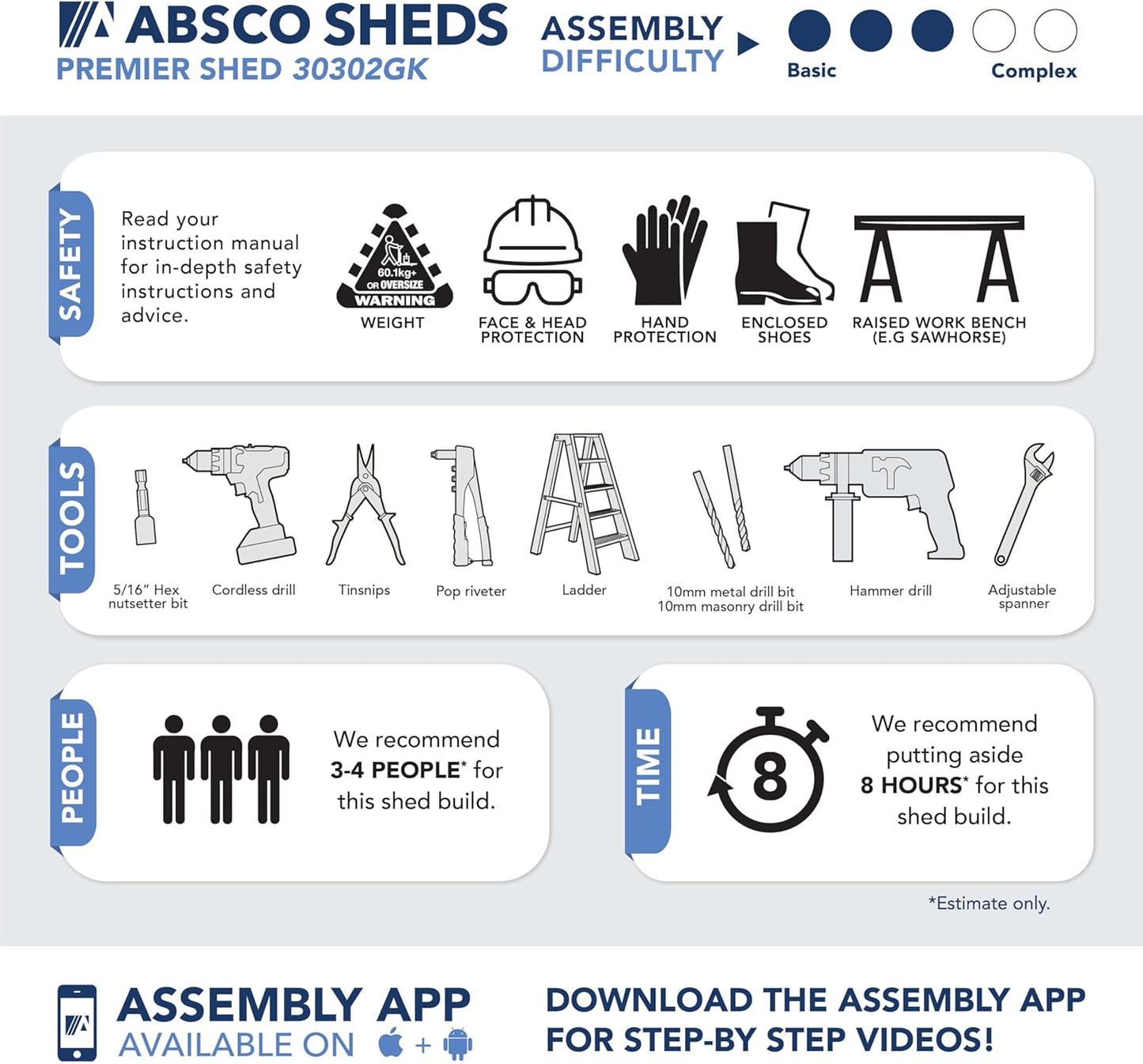 Absco Premier Storage Sheds, 10'x10' Metal Garage, DIY Backyard Shed, Utility Tool Storage, Weather & Wind Resistant Aluminum Panels & Steel Frame, Maintenance-Free, 12 Year Warranty, Woodland Gray