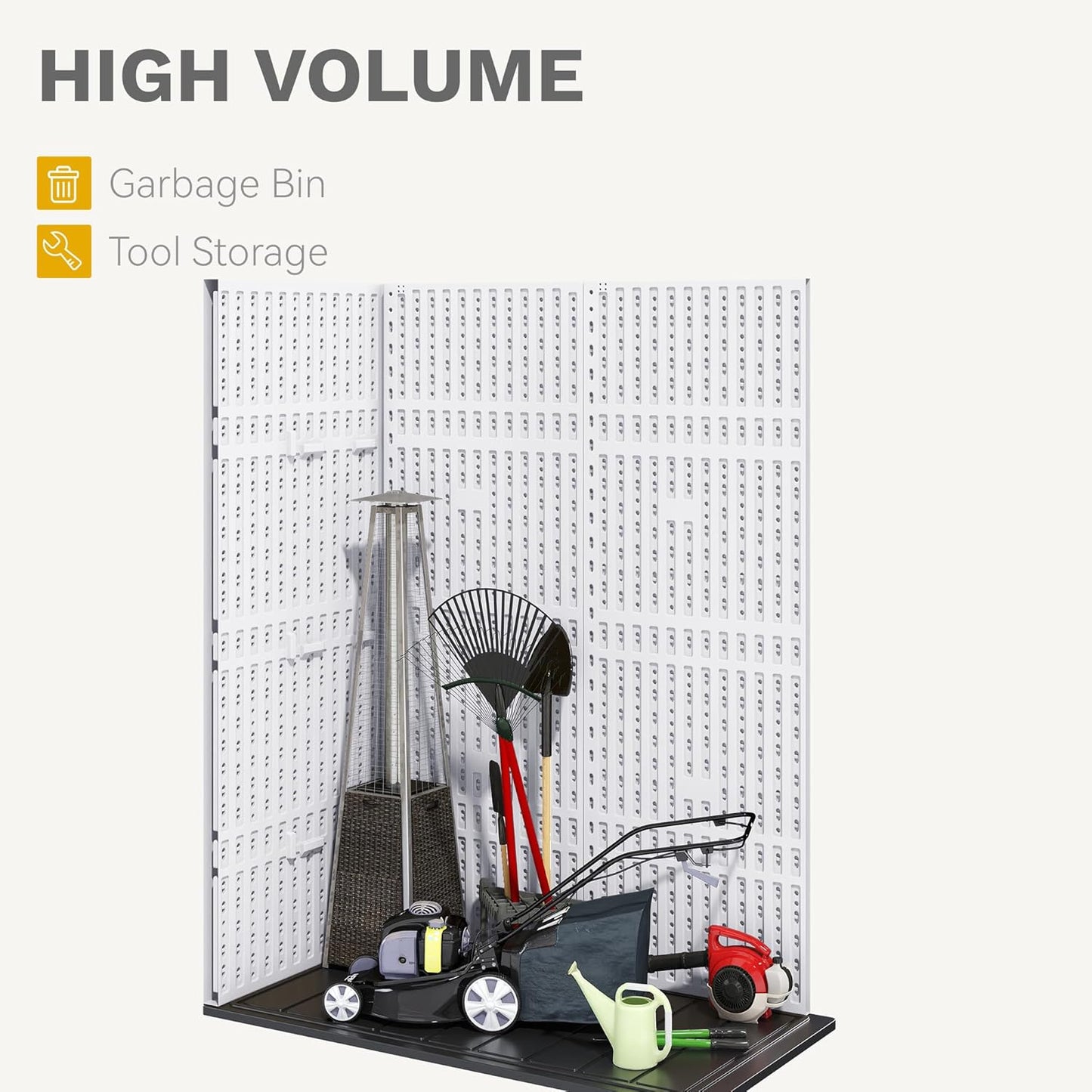 DWVO 59 Cu. Ft. Vertical Storage Shed, Weatherproof Outdoor Tall Cabinet with Double-Wall Panels and Floor, Lockable Resin Shed for Garden, Garage, Patio, Light Gray (Shelves Not Included)