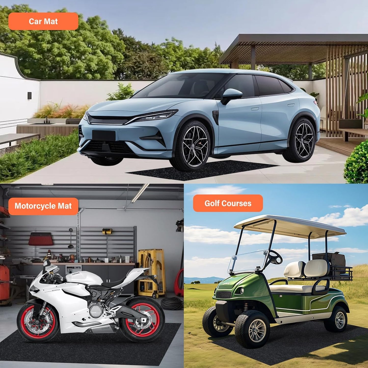 60" x 36" Heavy Duty Oil Spill Mat, Garage Floor Mat for Under Car, 1/4 Inch Thicked Waterproof Rubber Backing Mat Protect Floor, Reusable Oil Drip Leak Absorbent Pads