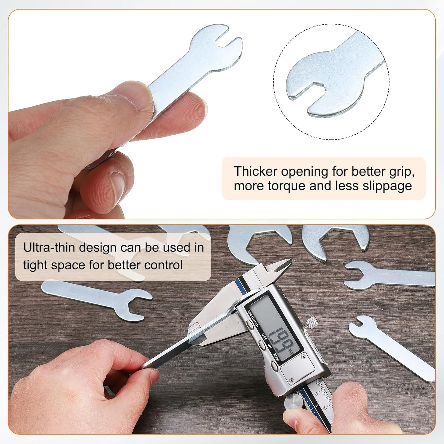 HARFINGTON 10pcs Small Wrench 4x66x1.5mm Metric U-Shaped Single Open Ended Spanner Super Thin Flat Head Galvanizing Wrench for Automotive Repair Furniture Assembly