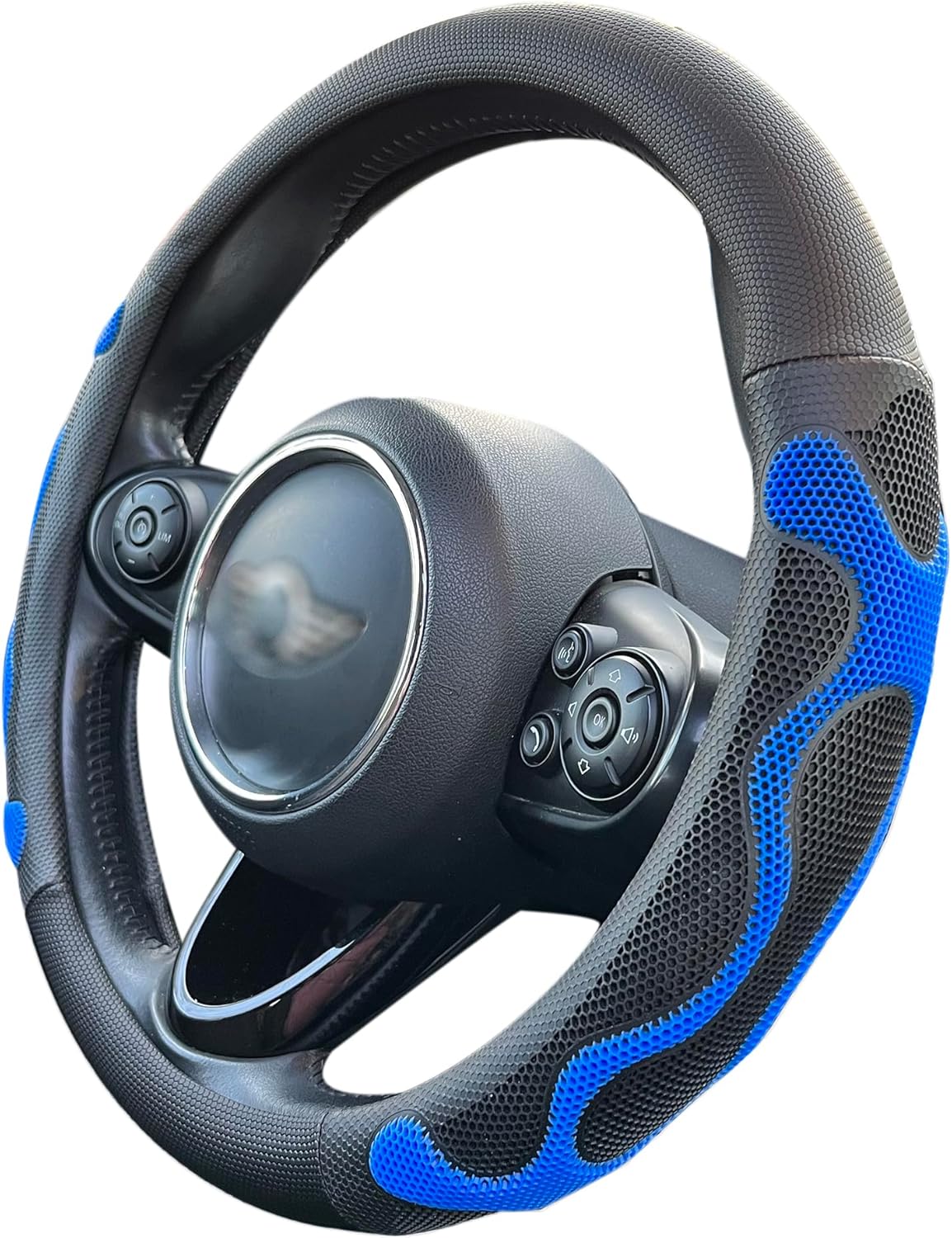 PINCTROT Large Size Comfy Grip Steering Wheel Cover, Anti-Slip Design, 15.5-15.75 Inch(Silicone Blue)