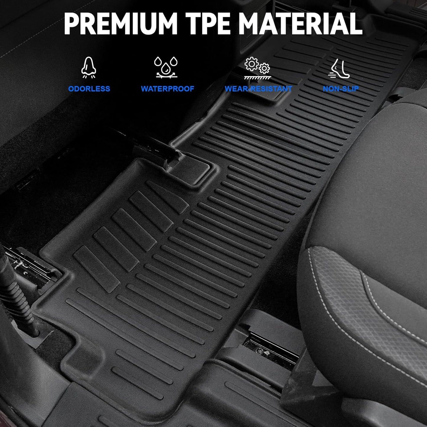 Floor Mats Set for 2022-2025 Nissan Pathfinder 7/8 Seats Accessories, Full Coverage All Weather Floor Mats Cargo Mat with Backrest Protectors - Includes Trunk Lower Mat & Door Sill Guards