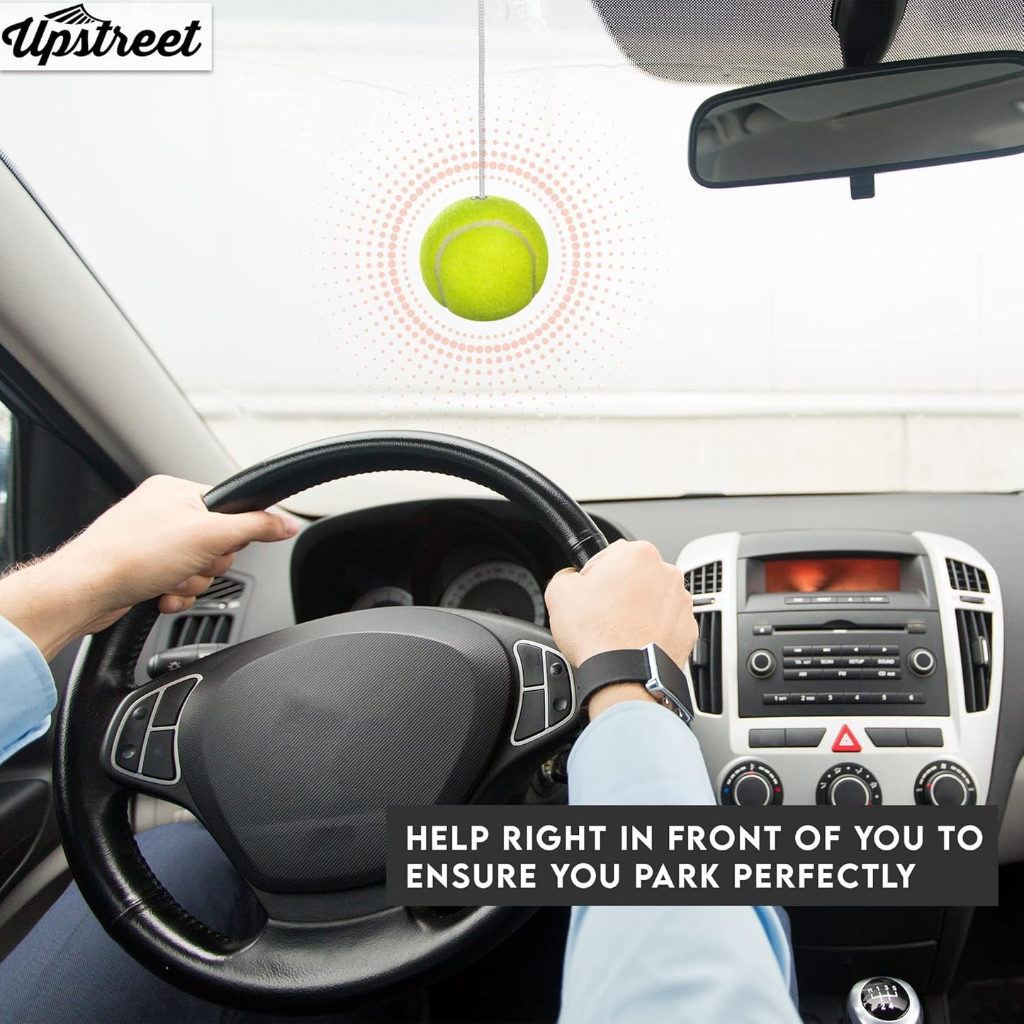 Upstreet Garage Parking Aid or Stopper - Kit Includes Tennis Ball with Rope, Adjustable Clip, and Hooks - Car Stop Indicator for All Vehicles